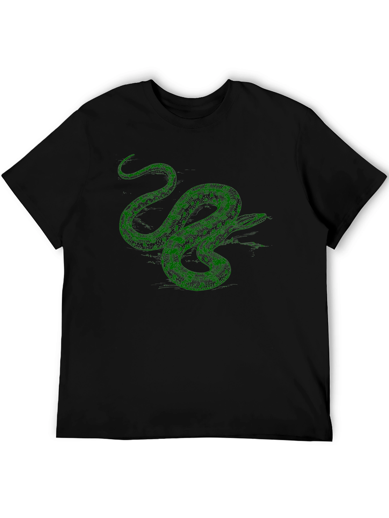 Green Snake Graphic T-Shirt - Mens Black Tee