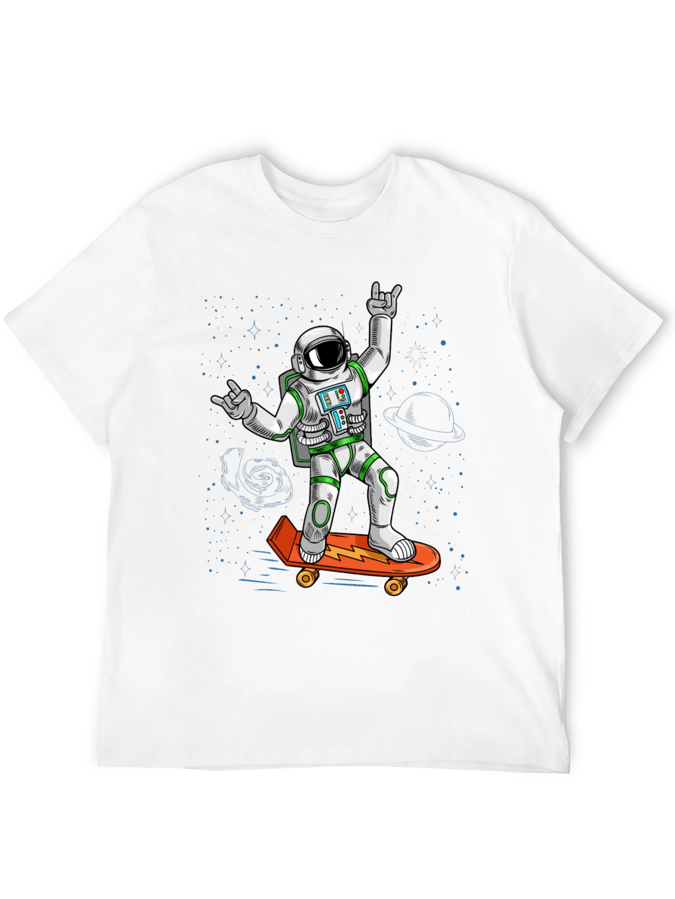 Cool Astronaut Skateboarder Graphic Tee
