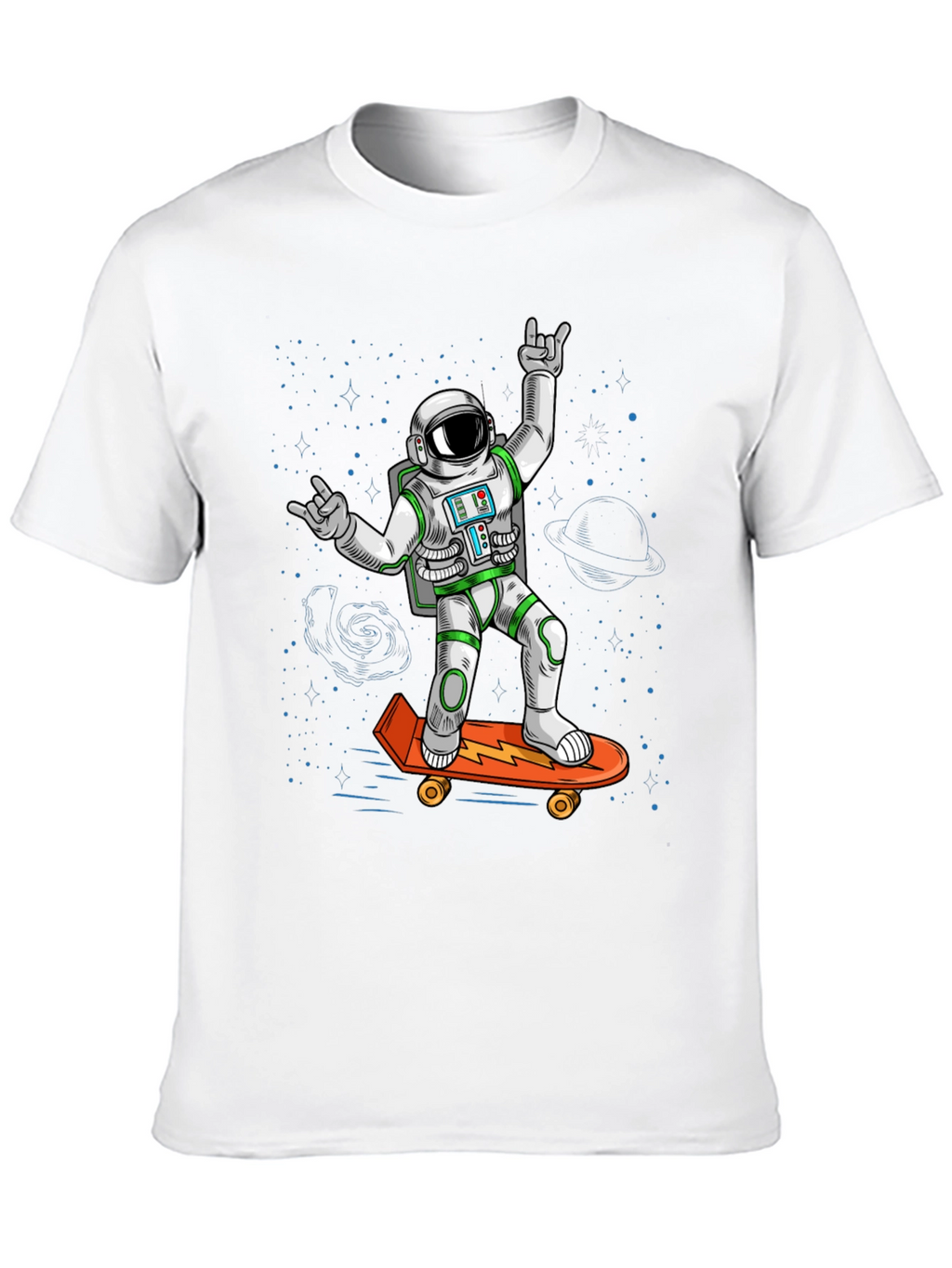 Cool Astronaut Skateboarder Graphic Tee