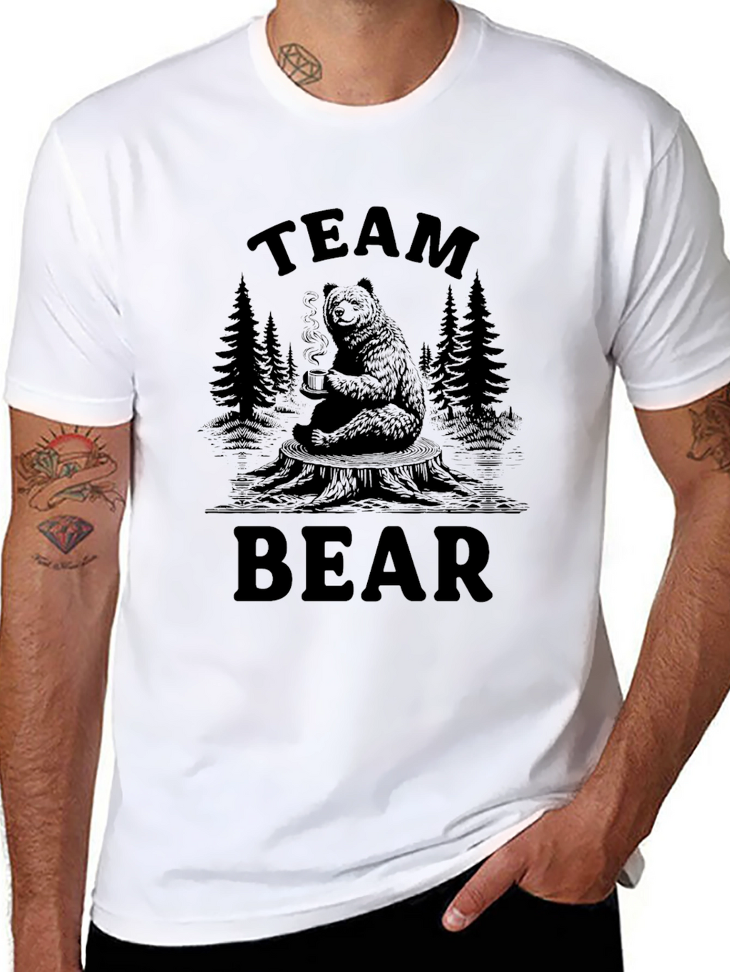 Team Bear Graphic Tee - Black Casual Style