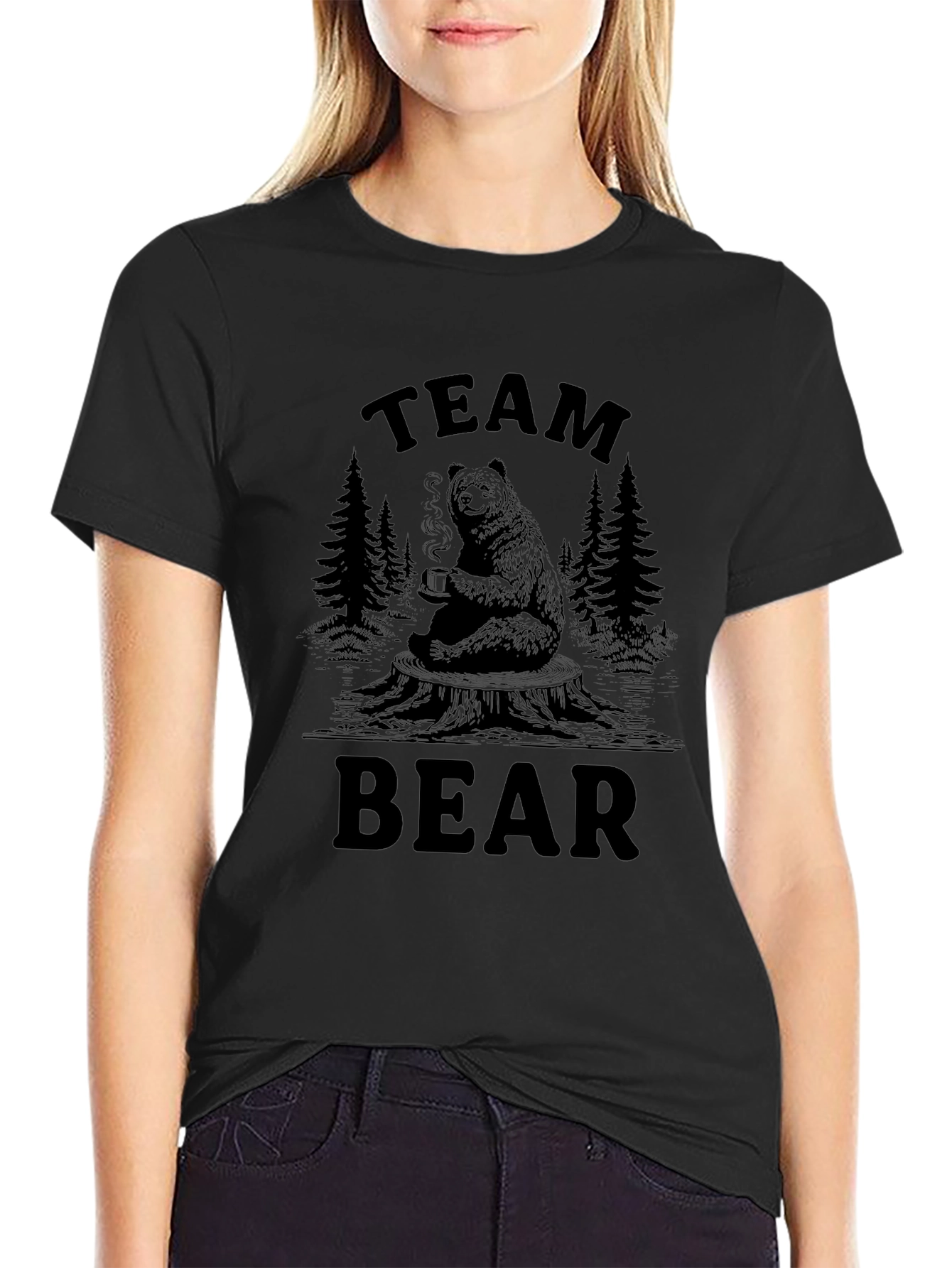 Team Bear Graphic Tee - Black Casual Style