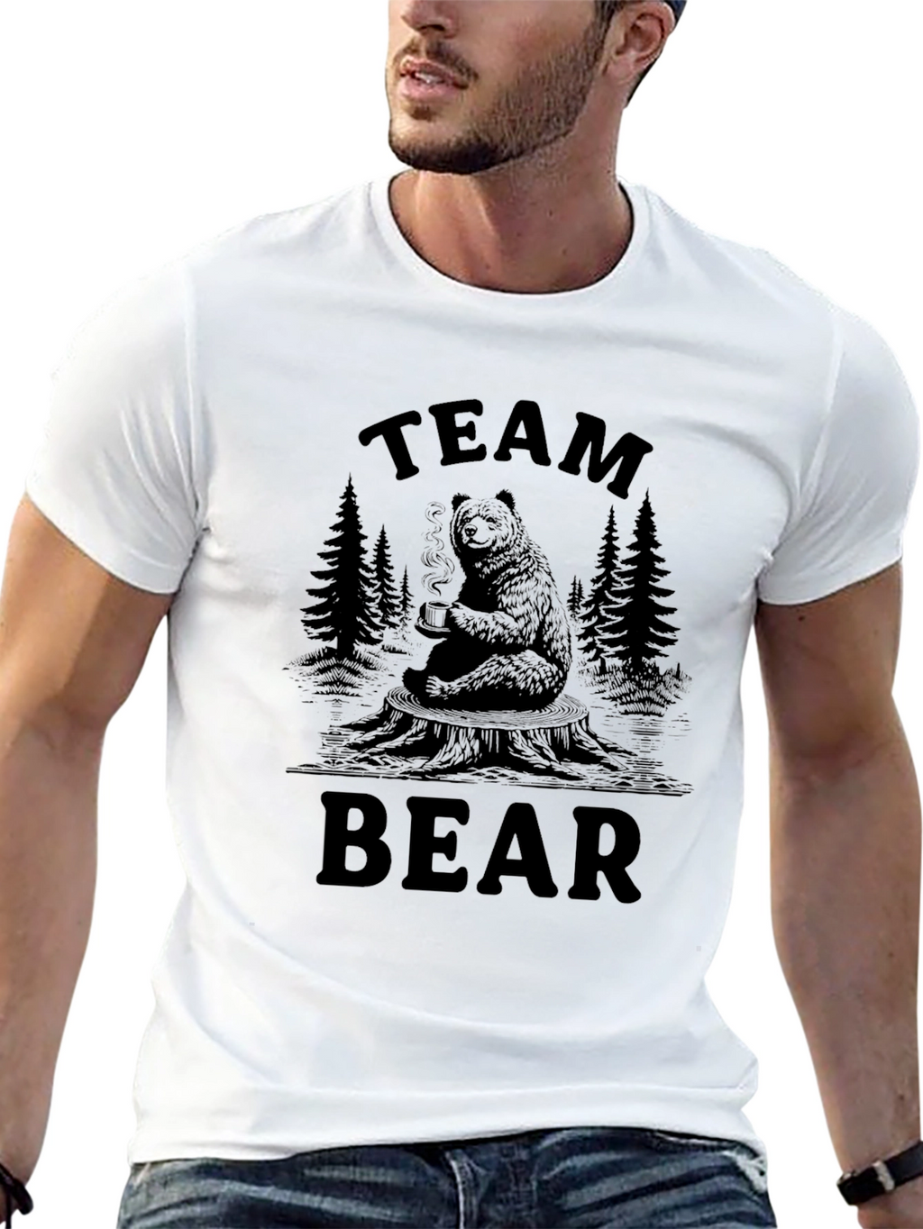 Team Bear Graphic Tee - Black Casual Style