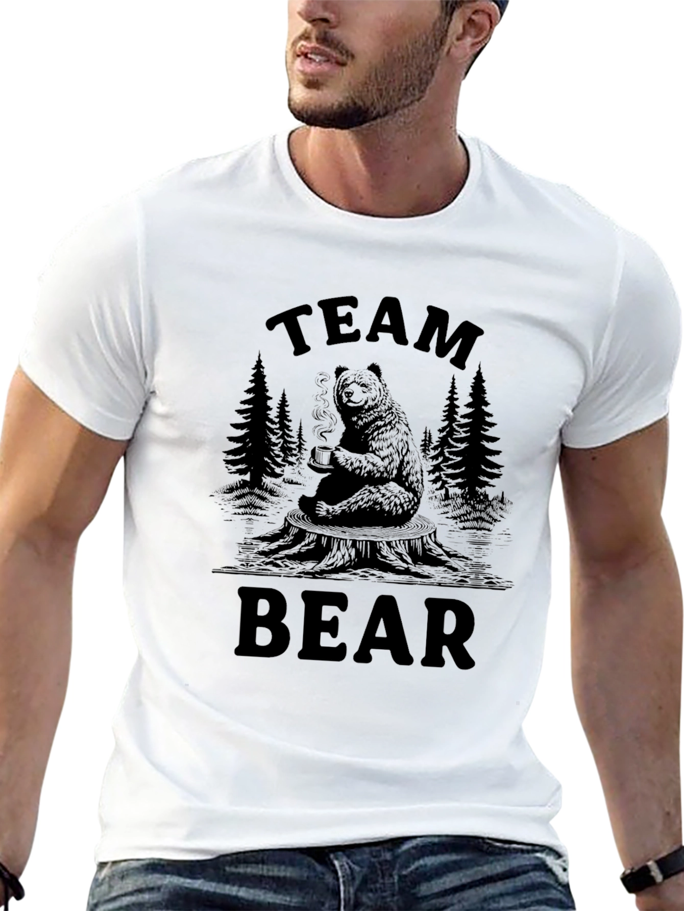 Team Bear Graphic Tee - Black Casual Style