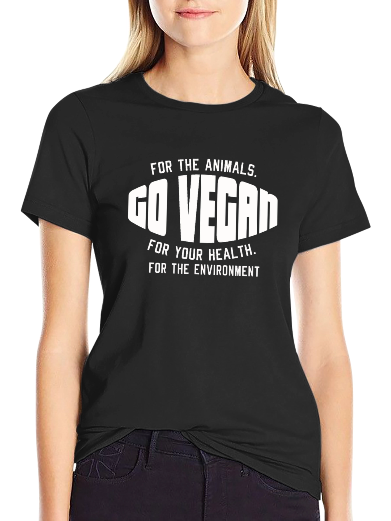Go Vegan Black T-Shirt - For Animals Health & Environment