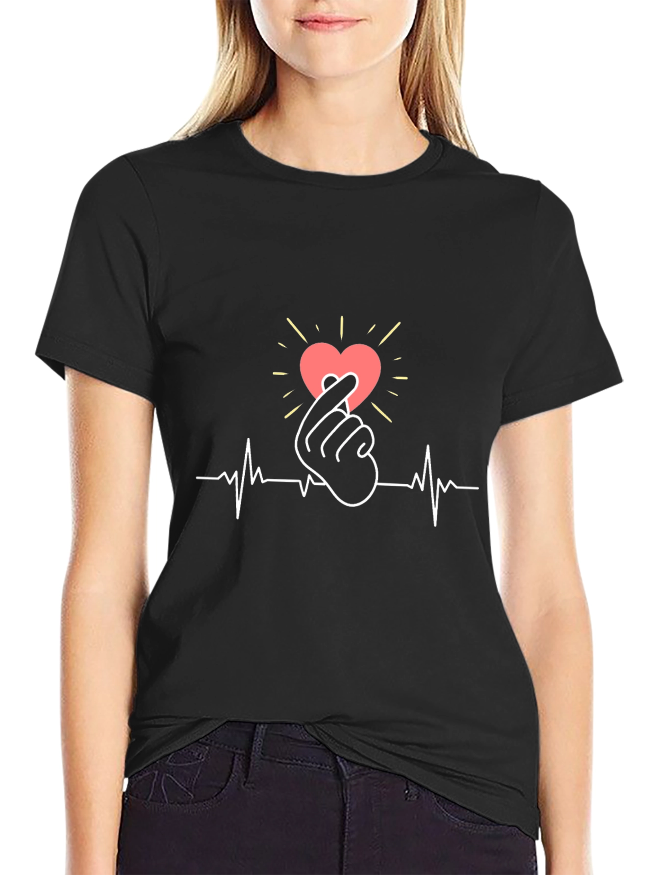 Love Sign Heartbeat Graphic T-Shirt