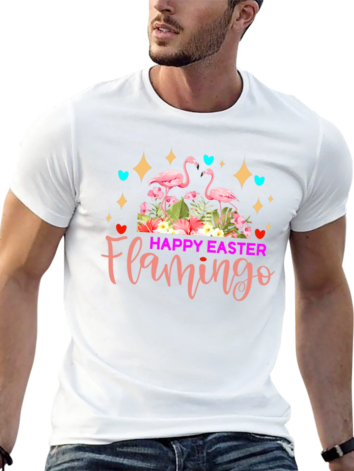 Happy Easter Flamingo Graphic T-Shirt