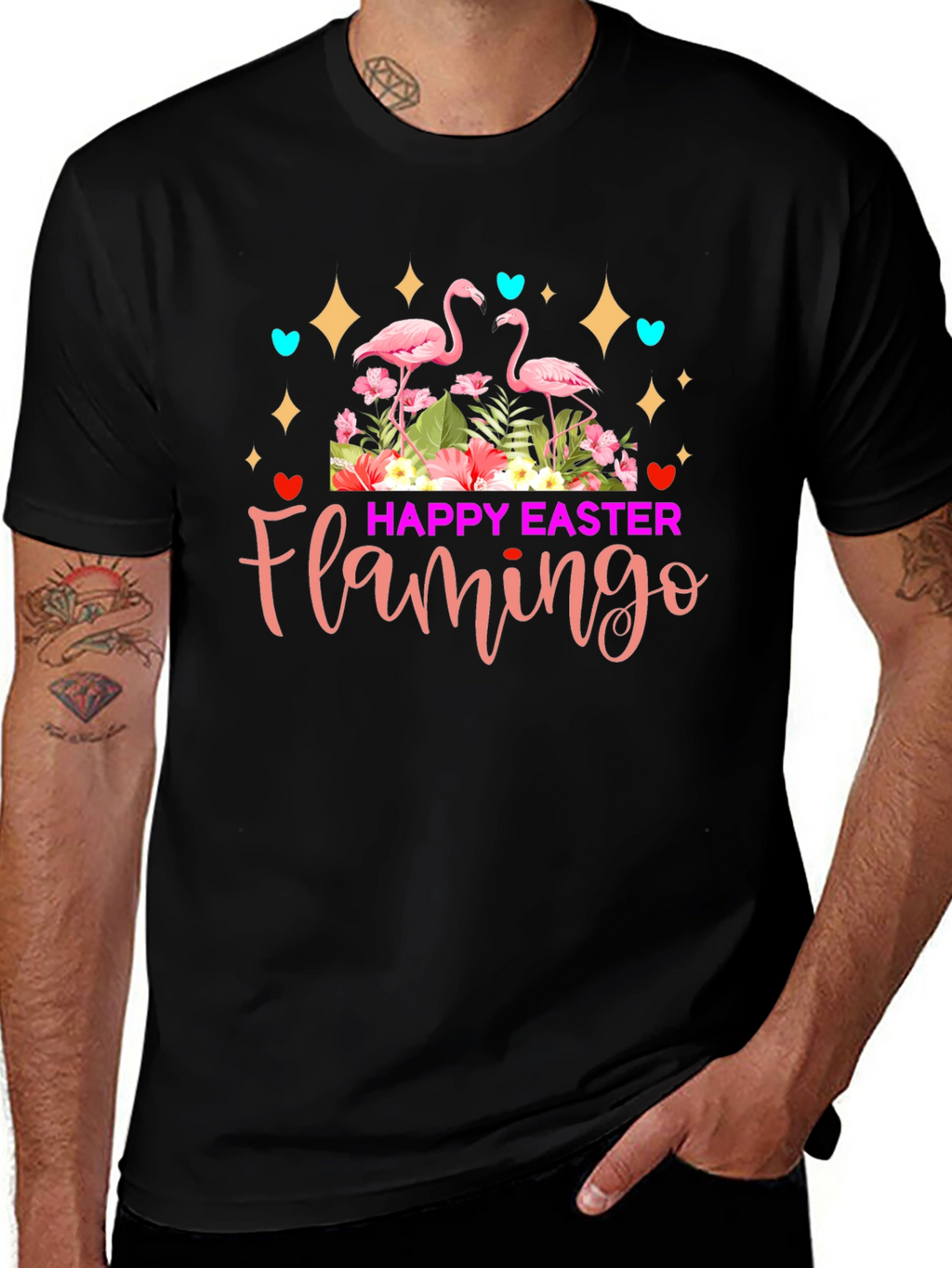 Happy Easter Flamingo Graphic T-Shirt