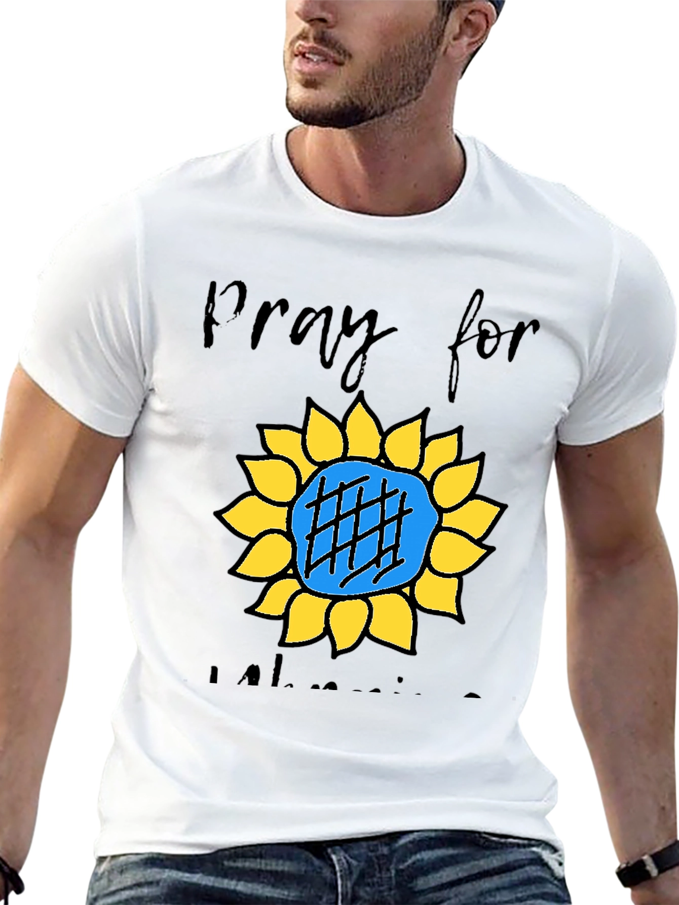 Pray for Ukraine T-Shirt Sunflower Design