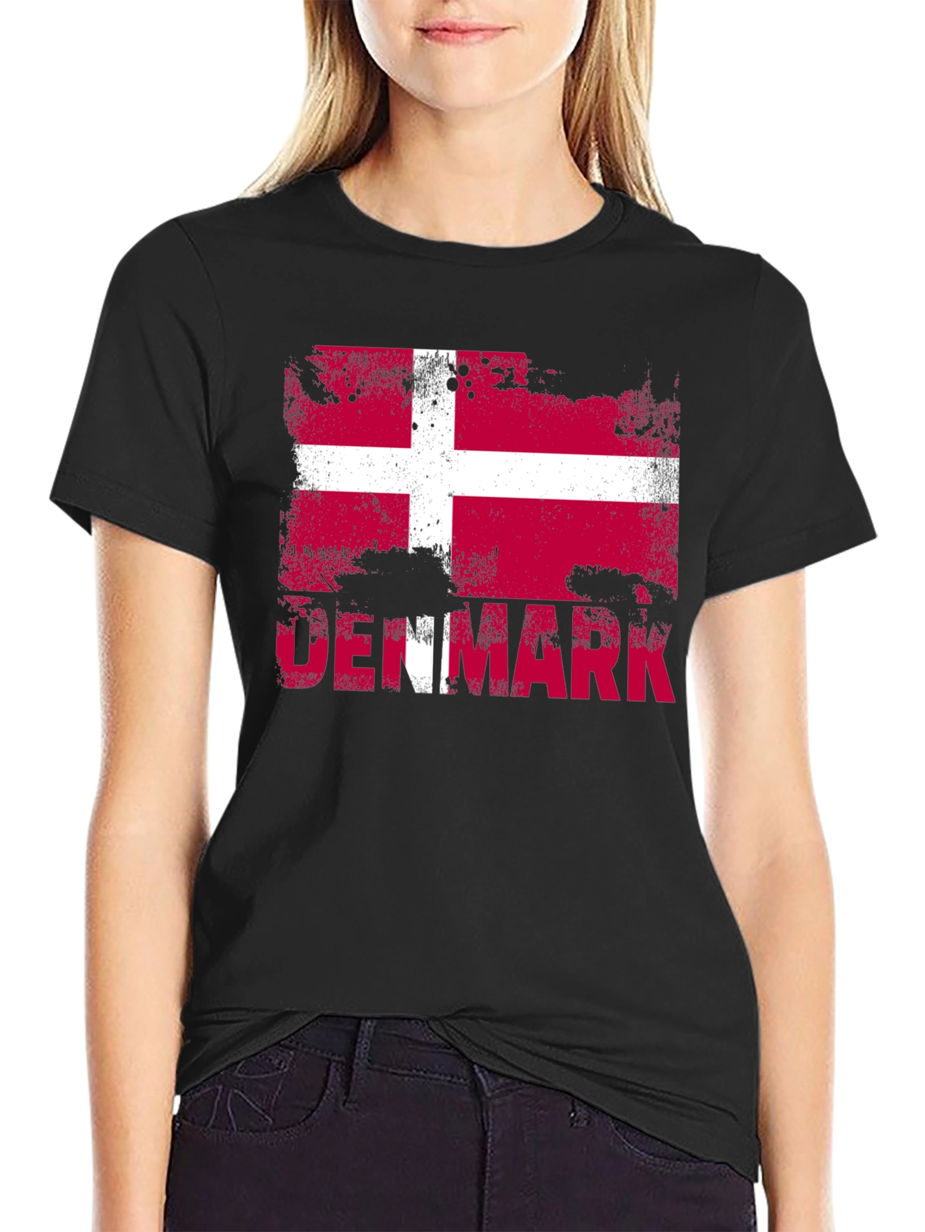 Denmark Flag T-Shirt - Distressed Design