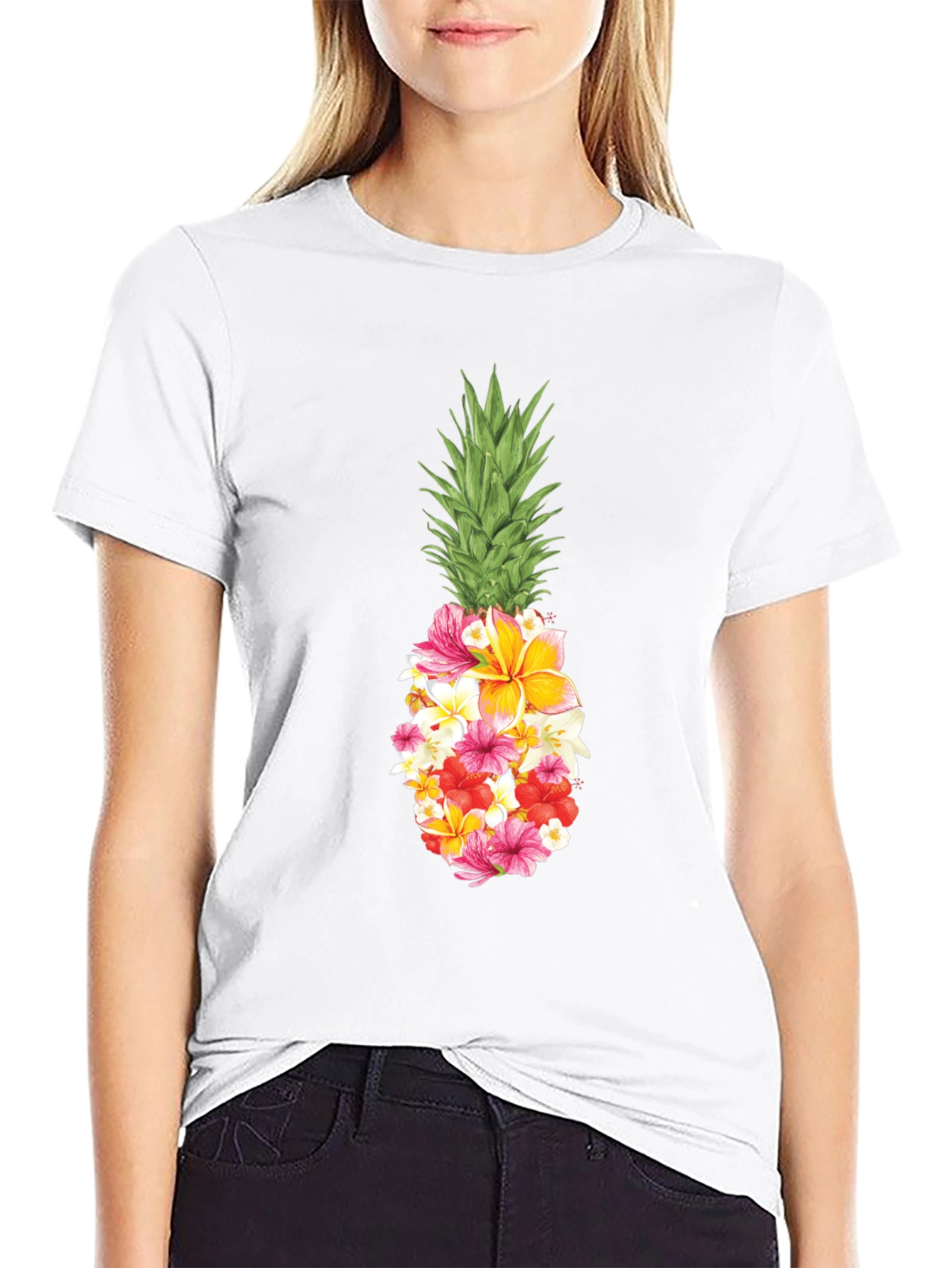 Floral Pineapple Graphic T-Shirt