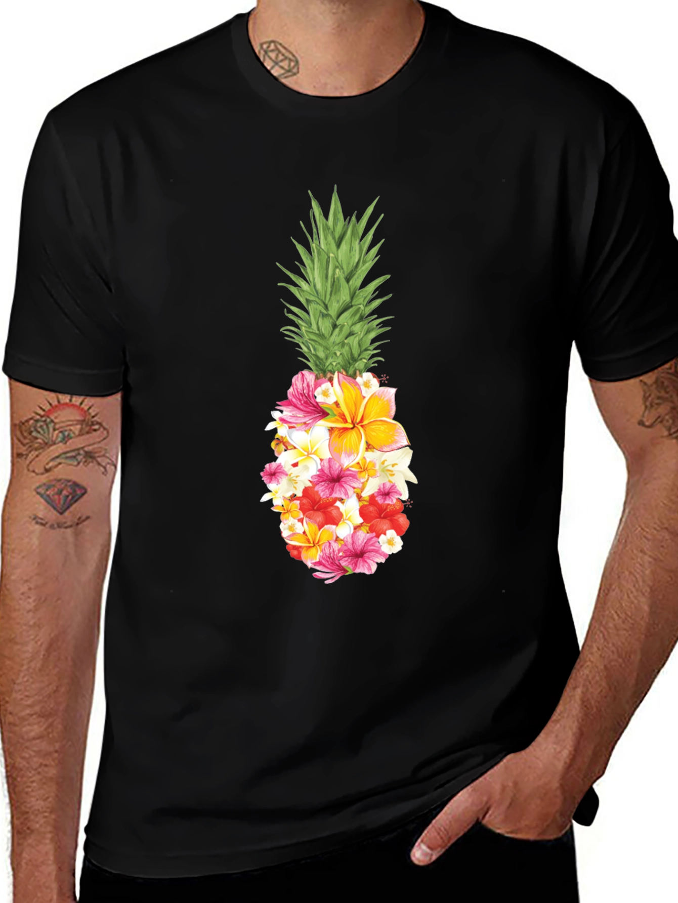Floral Pineapple Graphic T-Shirt