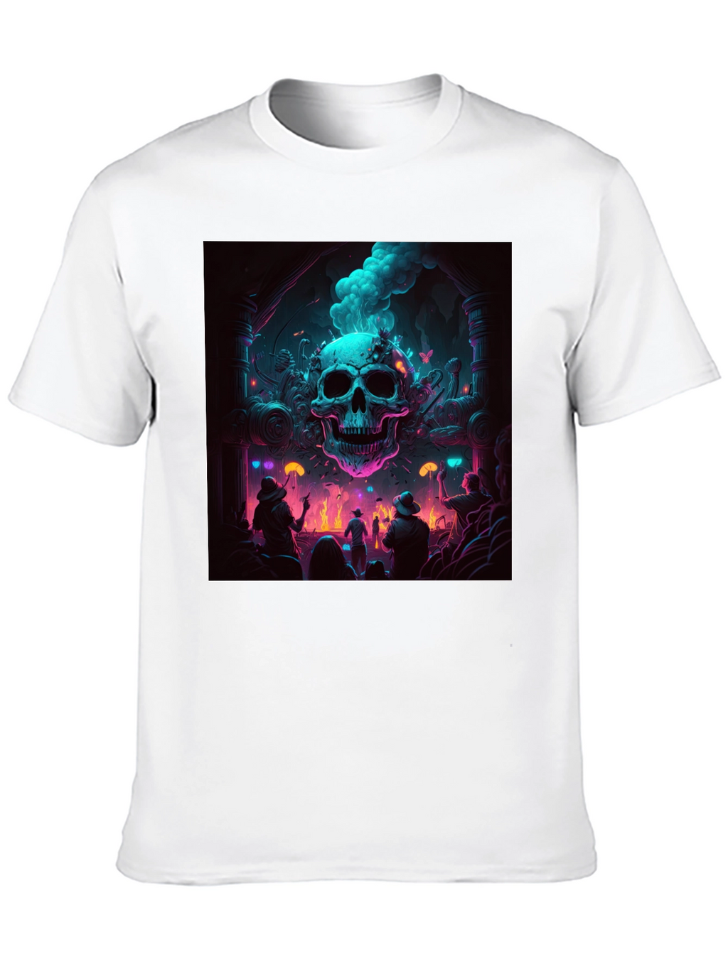 Skull Rave T-Shirt - Neon Gothic Style