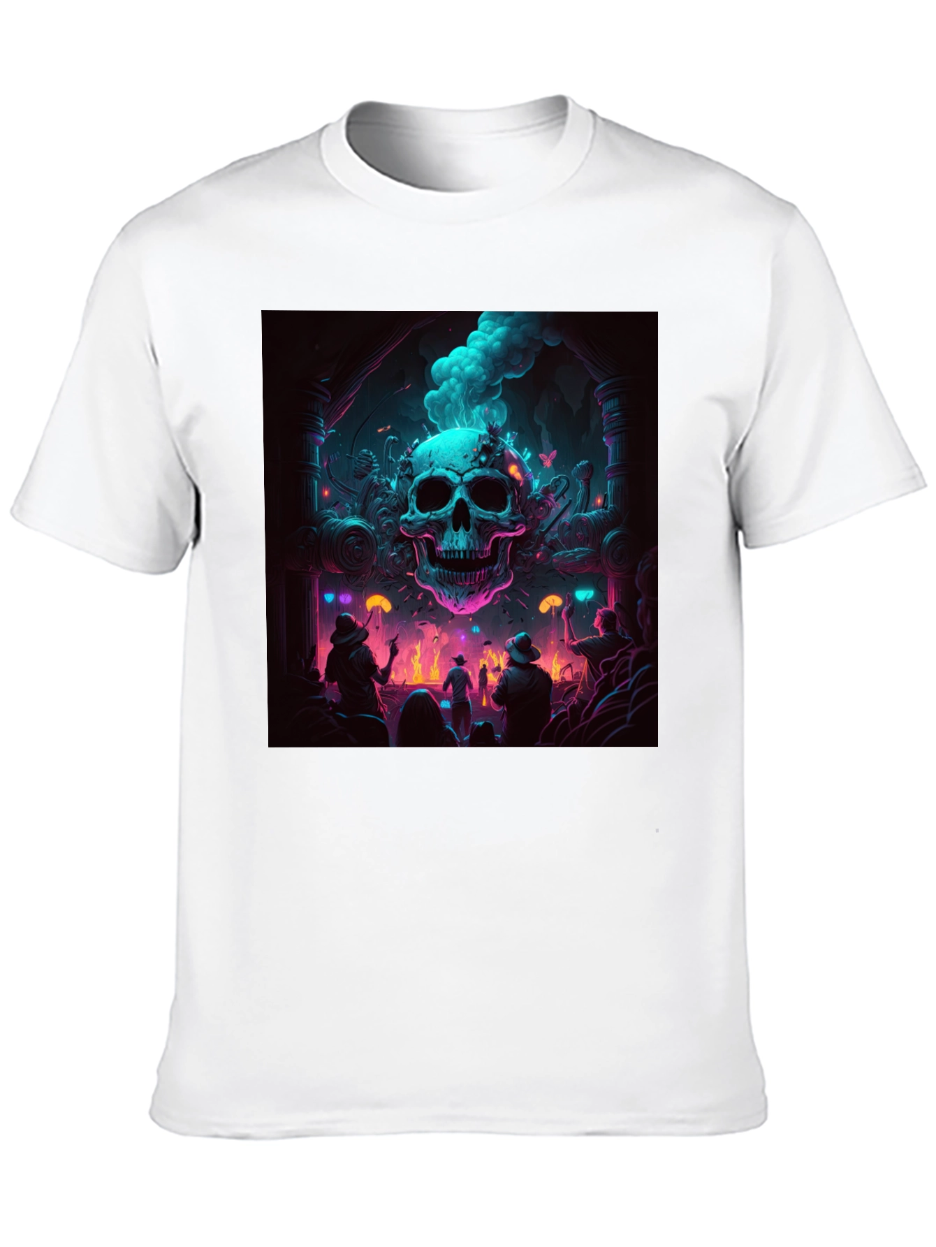 Skull Rave T-Shirt - Neon Gothic Style