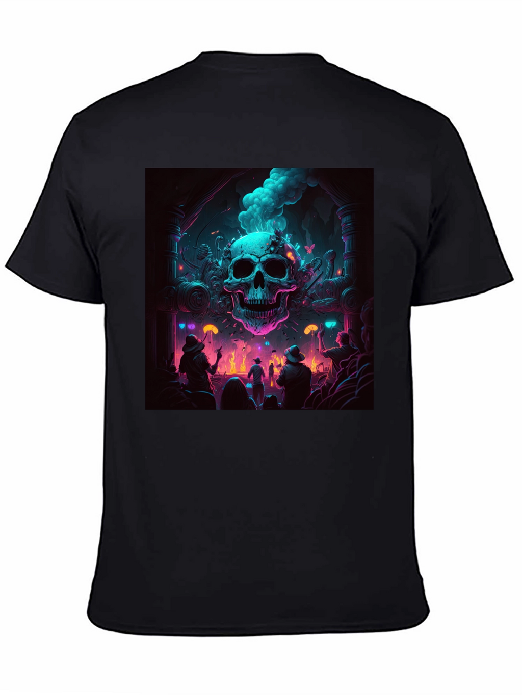 Skull Rave T-Shirt - Neon Gothic Style