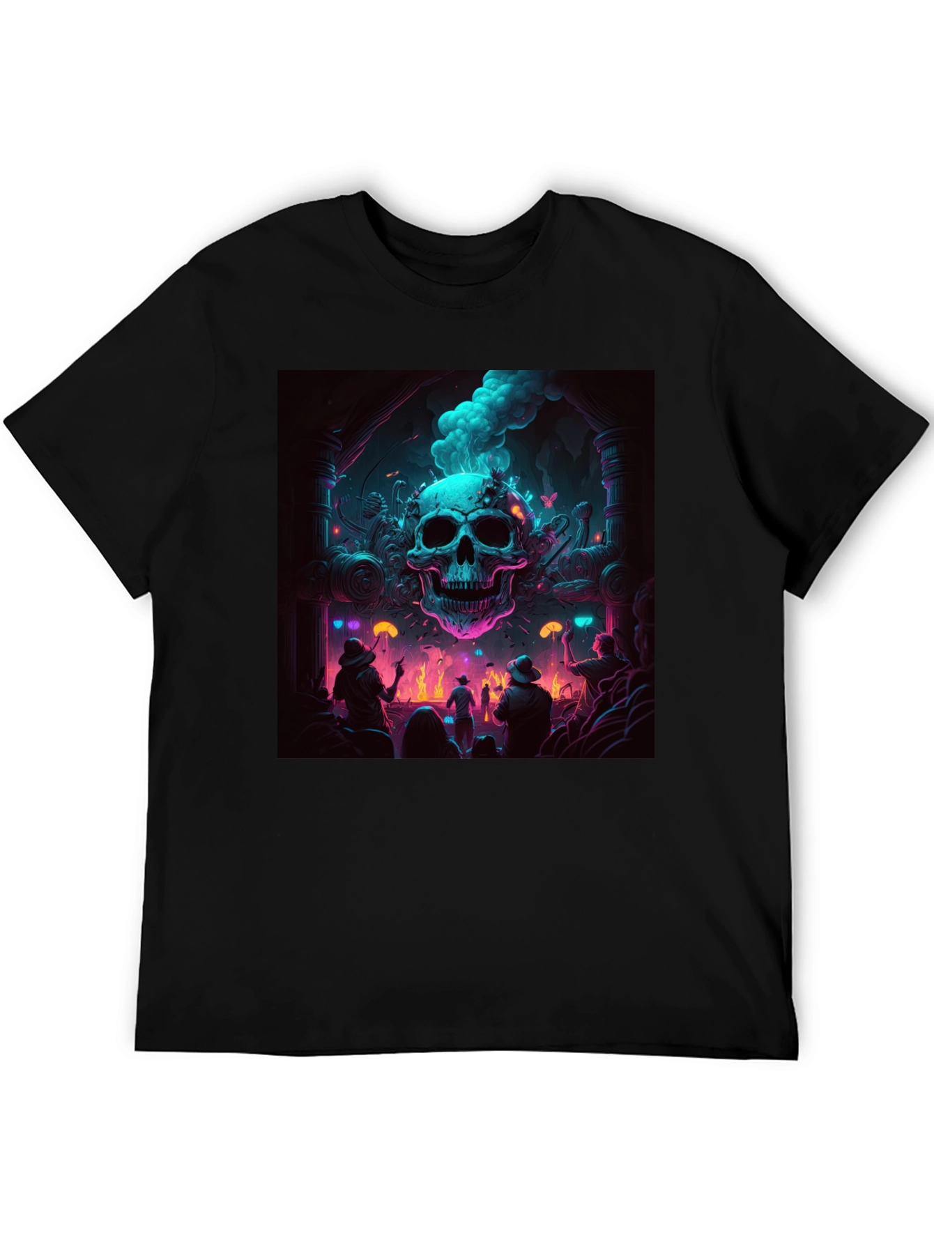 Skull Rave T-Shirt - Neon Gothic Style