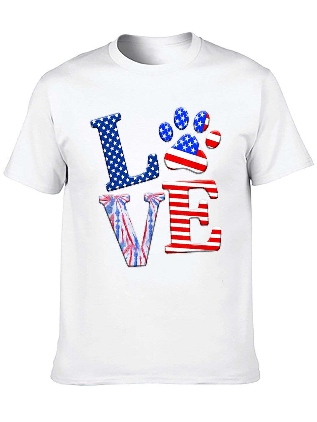 Patriotic Paw Print Love T-Shirt