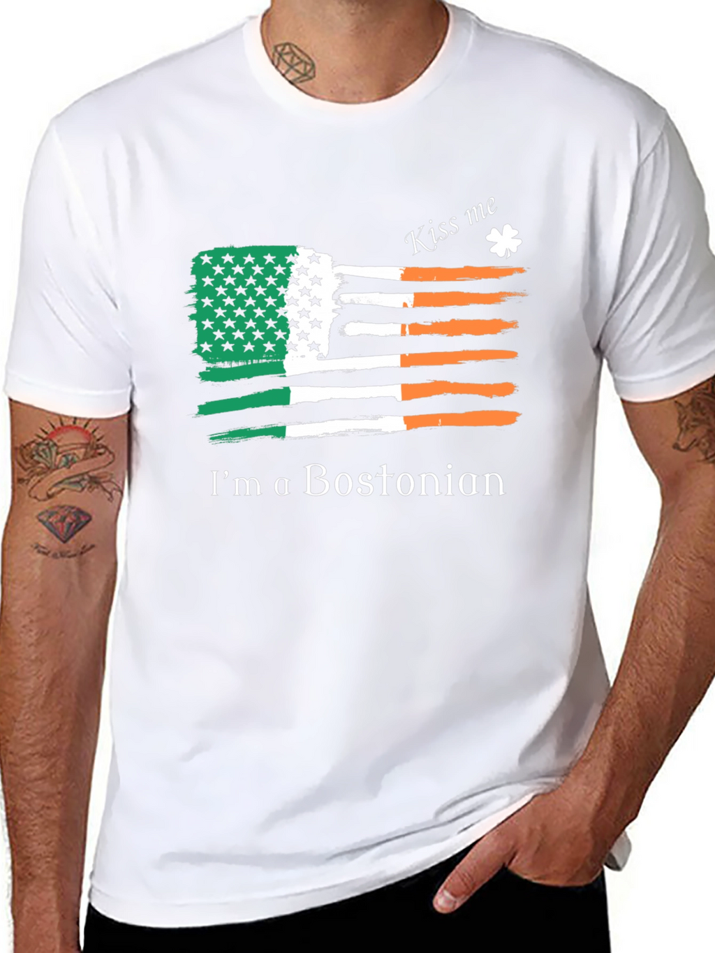 Irish Bostonian Flag Kiss Me T-Shirt
