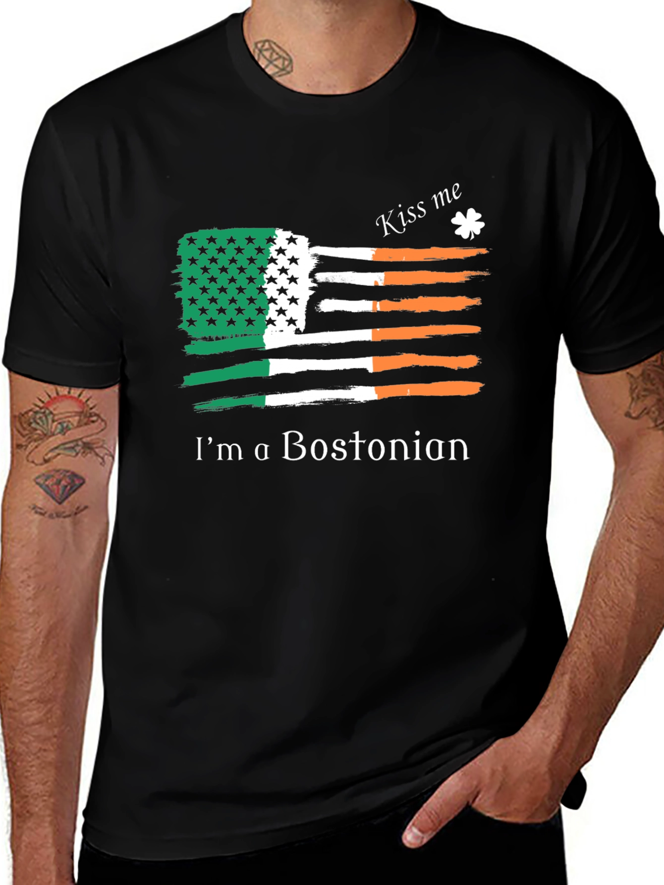 Irish Bostonian Flag Kiss Me T-Shirt