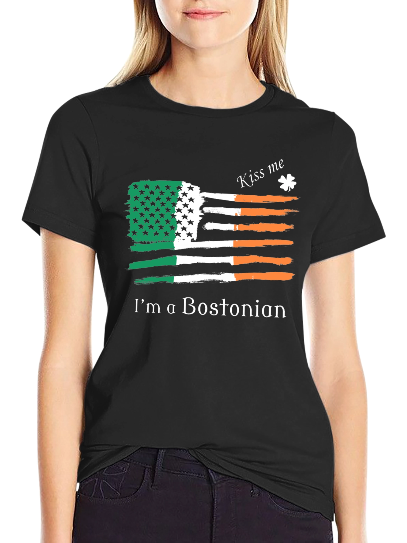 Irish Bostonian Flag Kiss Me T-Shirt