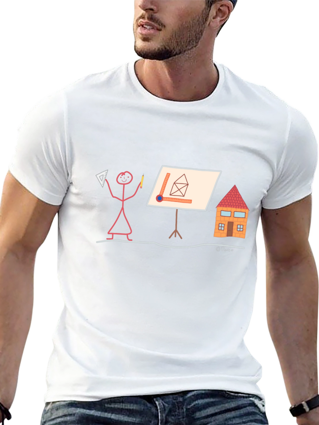 Architect Stick Figure T-Shirt - Funny Building Design Tee