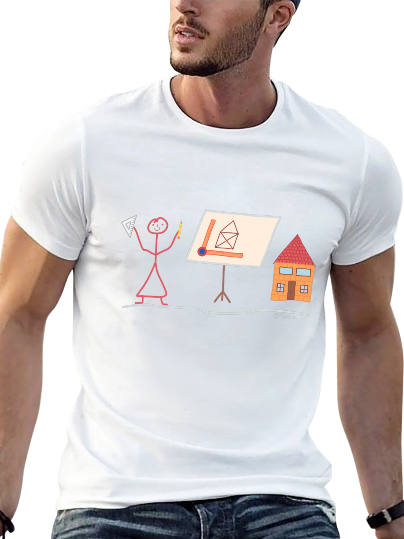 Architect Stick Figure T-Shirt - Funny Building Design Tee