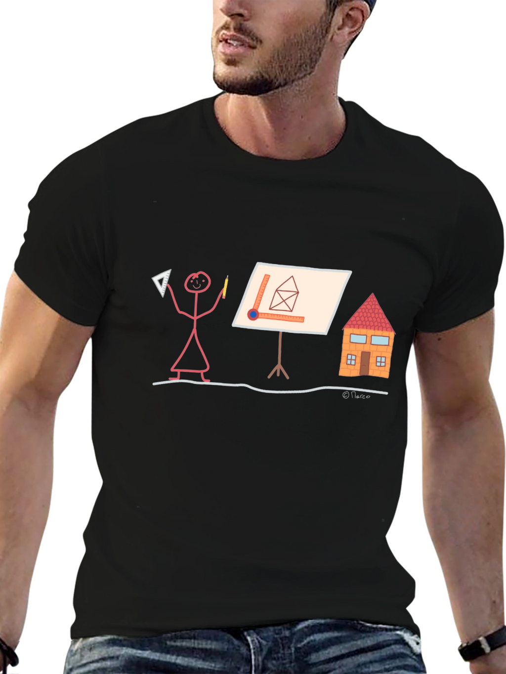Architect Stick Figure T-Shirt - Funny Building Design Tee
