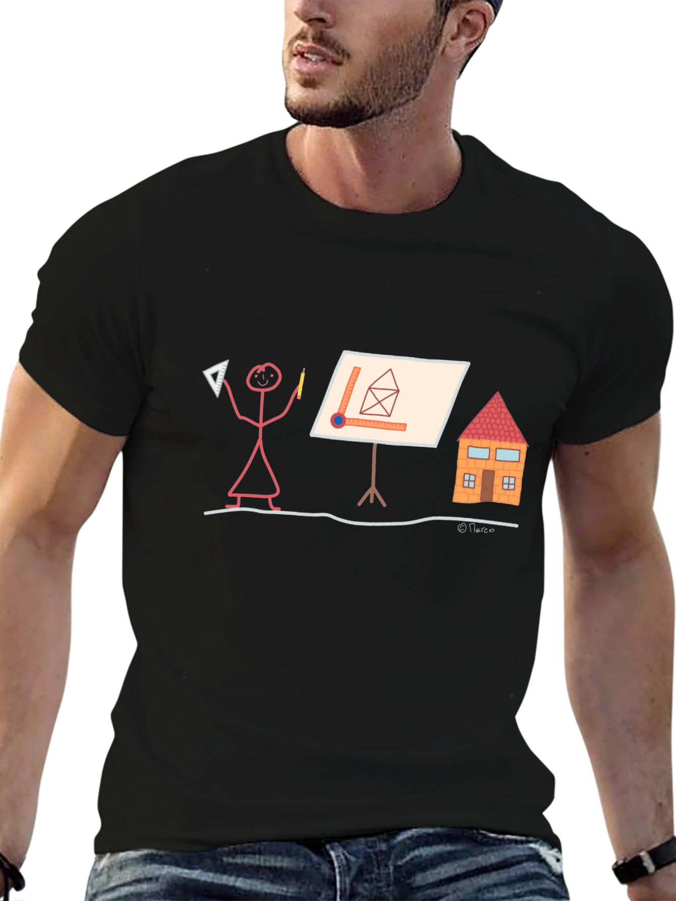 Architect Stick Figure T-Shirt - Funny Building Design Tee