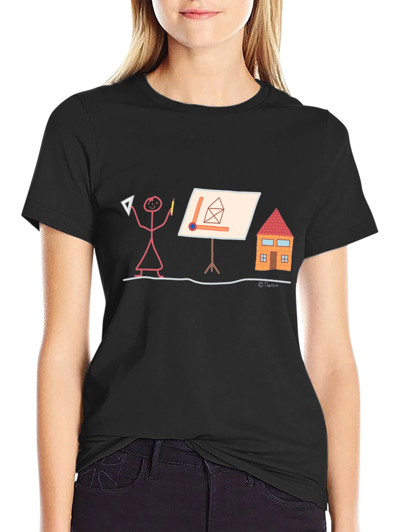 Architect Stick Figure T-Shirt - Funny Building Design Tee