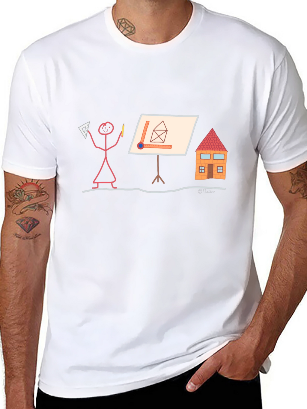 Architect Stick Figure T-Shirt - Funny Building Design Tee