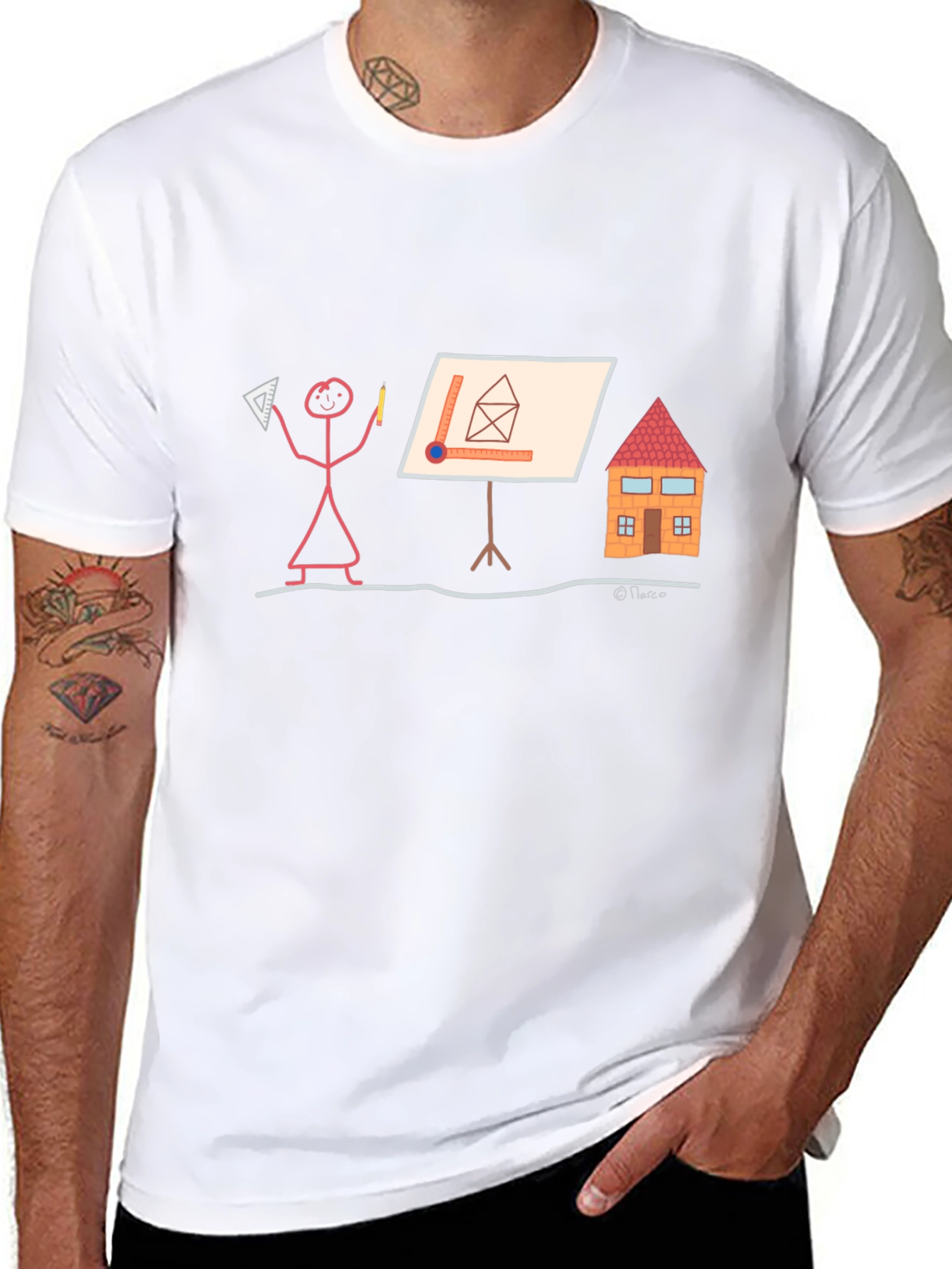 Architect Stick Figure T-Shirt - Funny Building Design Tee