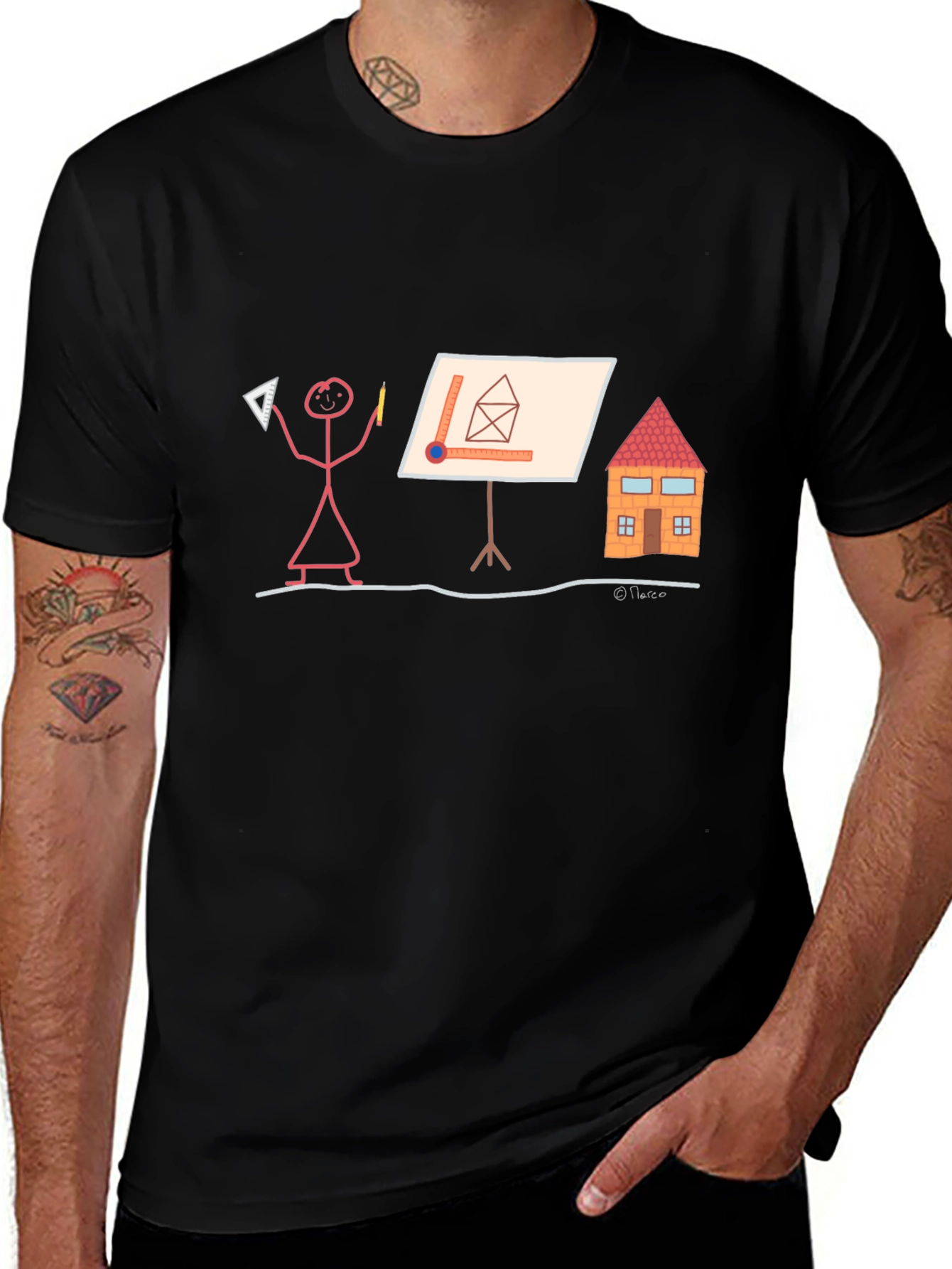 Architect Stick Figure T-Shirt - Funny Building Design Tee
