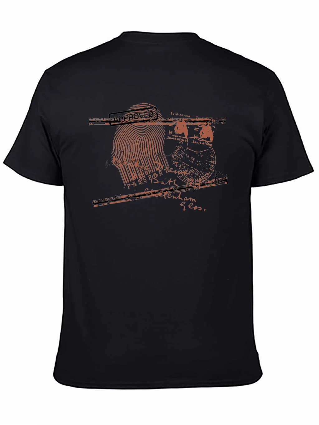 Passport Stamp Graphic Black T-Shirt