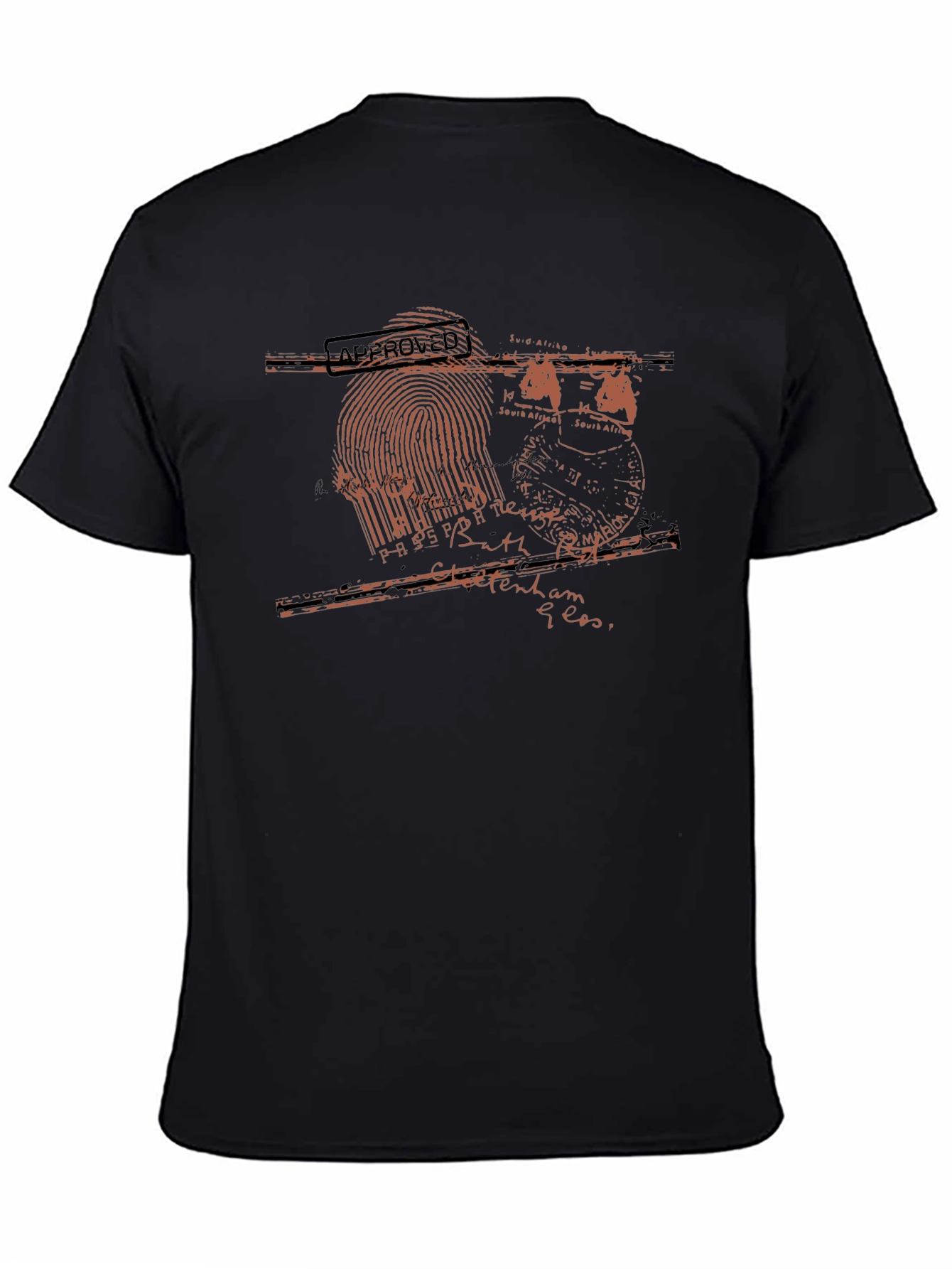 Passport Stamp Graphic Black T-Shirt