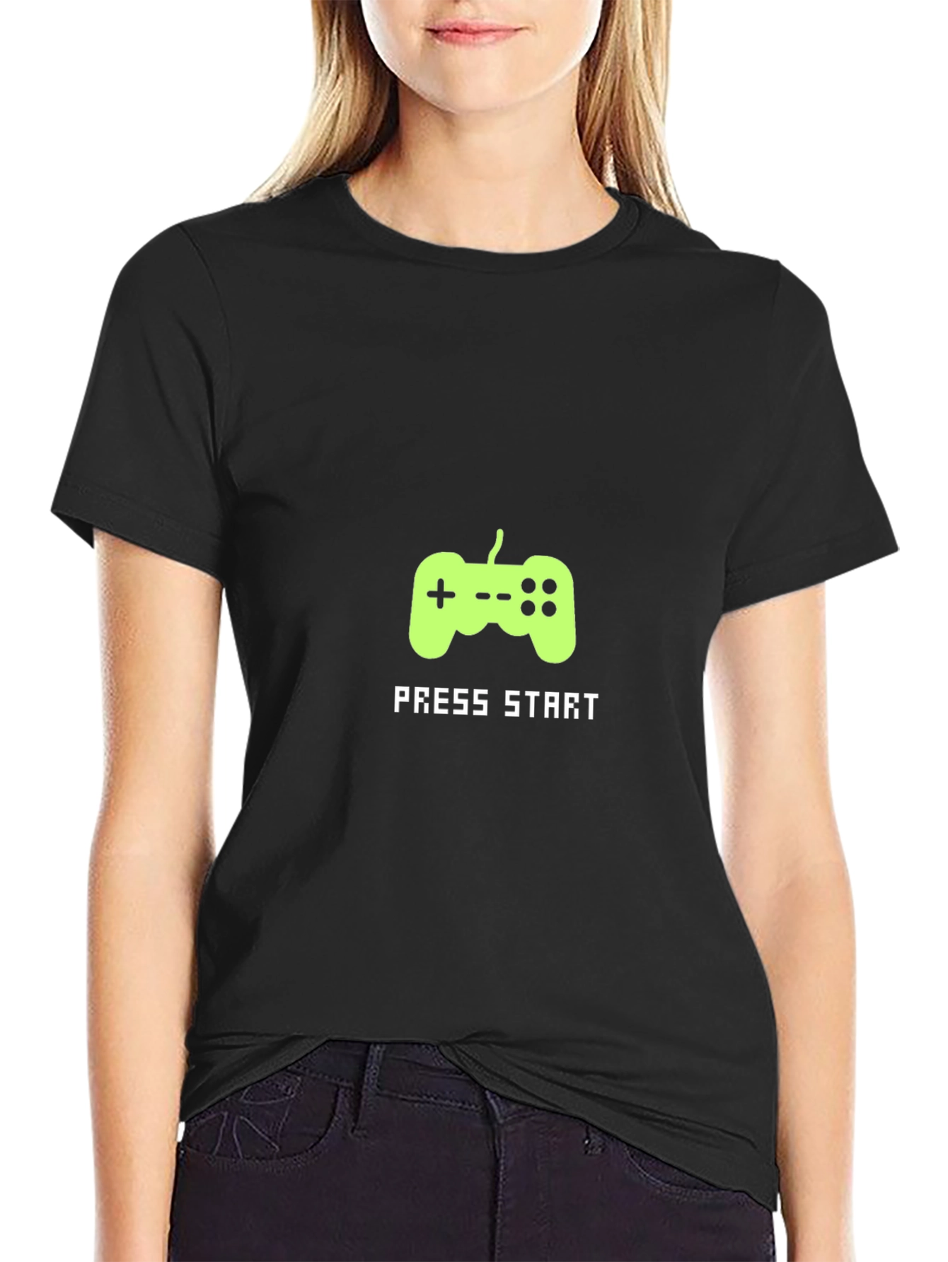 Gamer Tee: Press Start Black T-Shirt