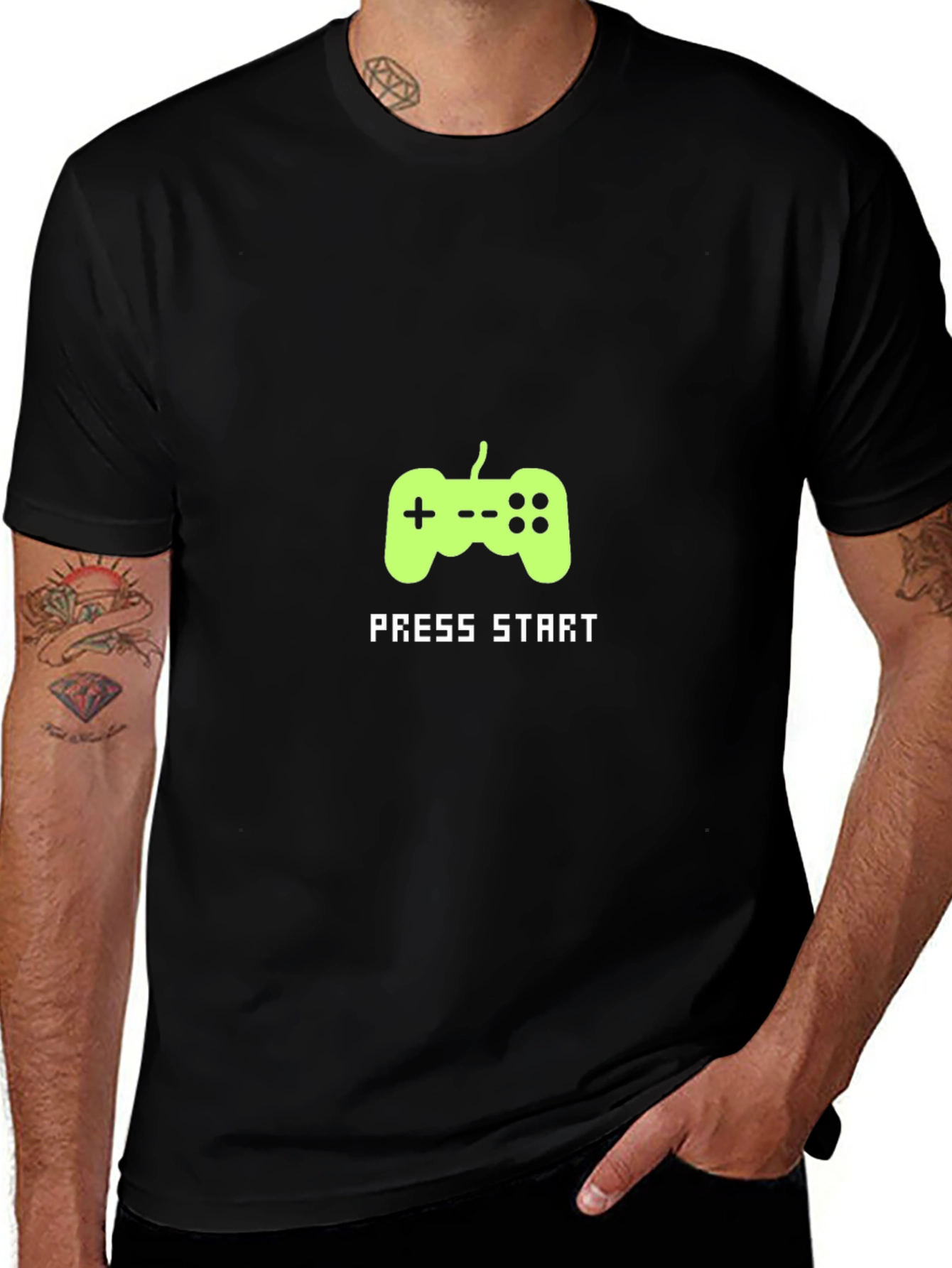 Gamer Tee: Press Start Black T-Shirt