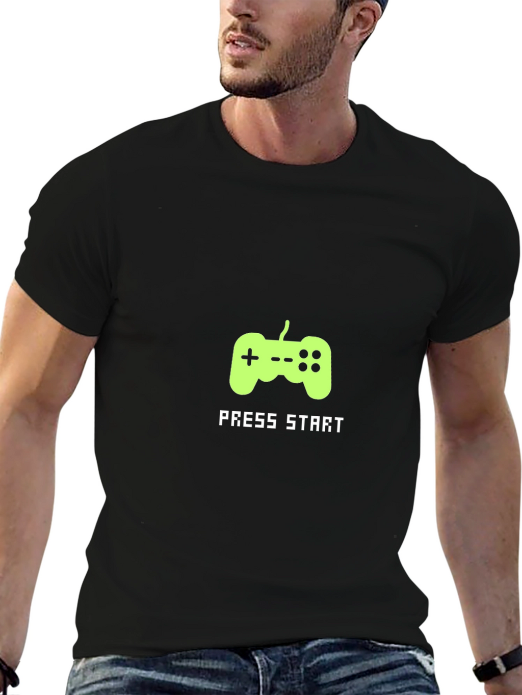 Gamer Tee: Press Start Black T-Shirt