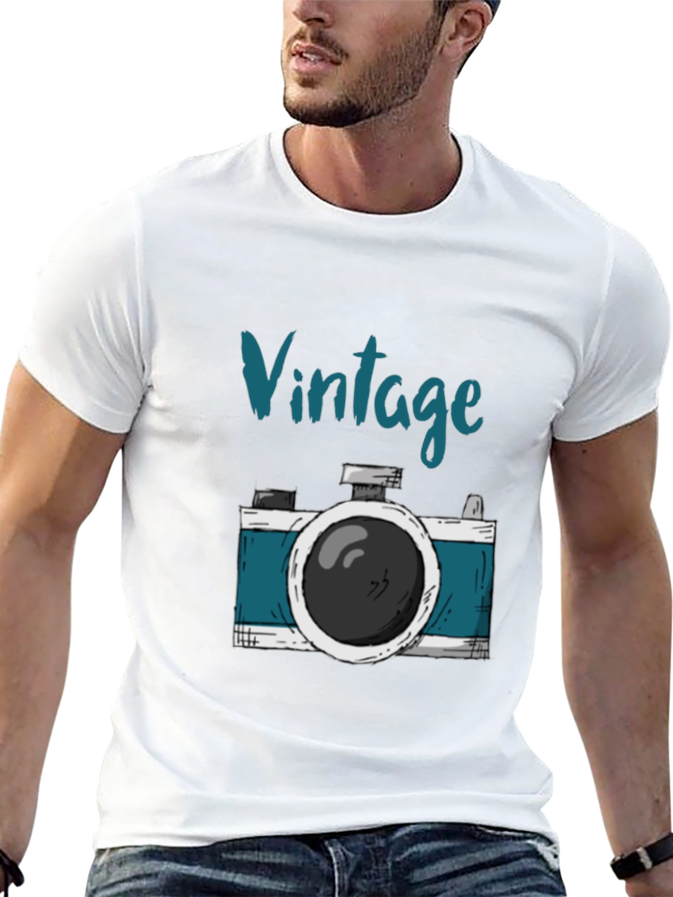 Vintage Camera Graphic Tee - Stylish Black T-Shirt