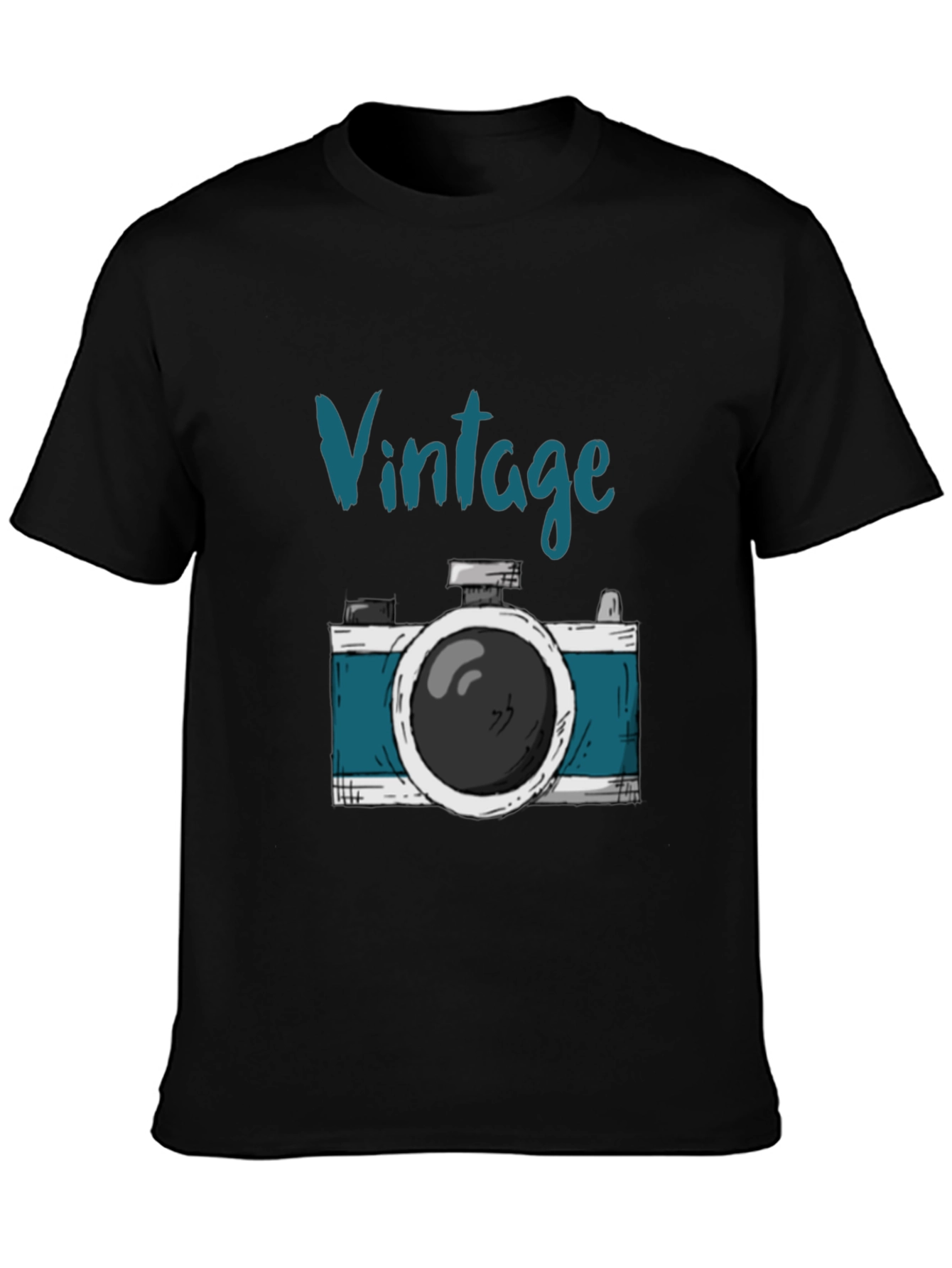 Vintage Camera Graphic Tee - Stylish Black T-Shirt