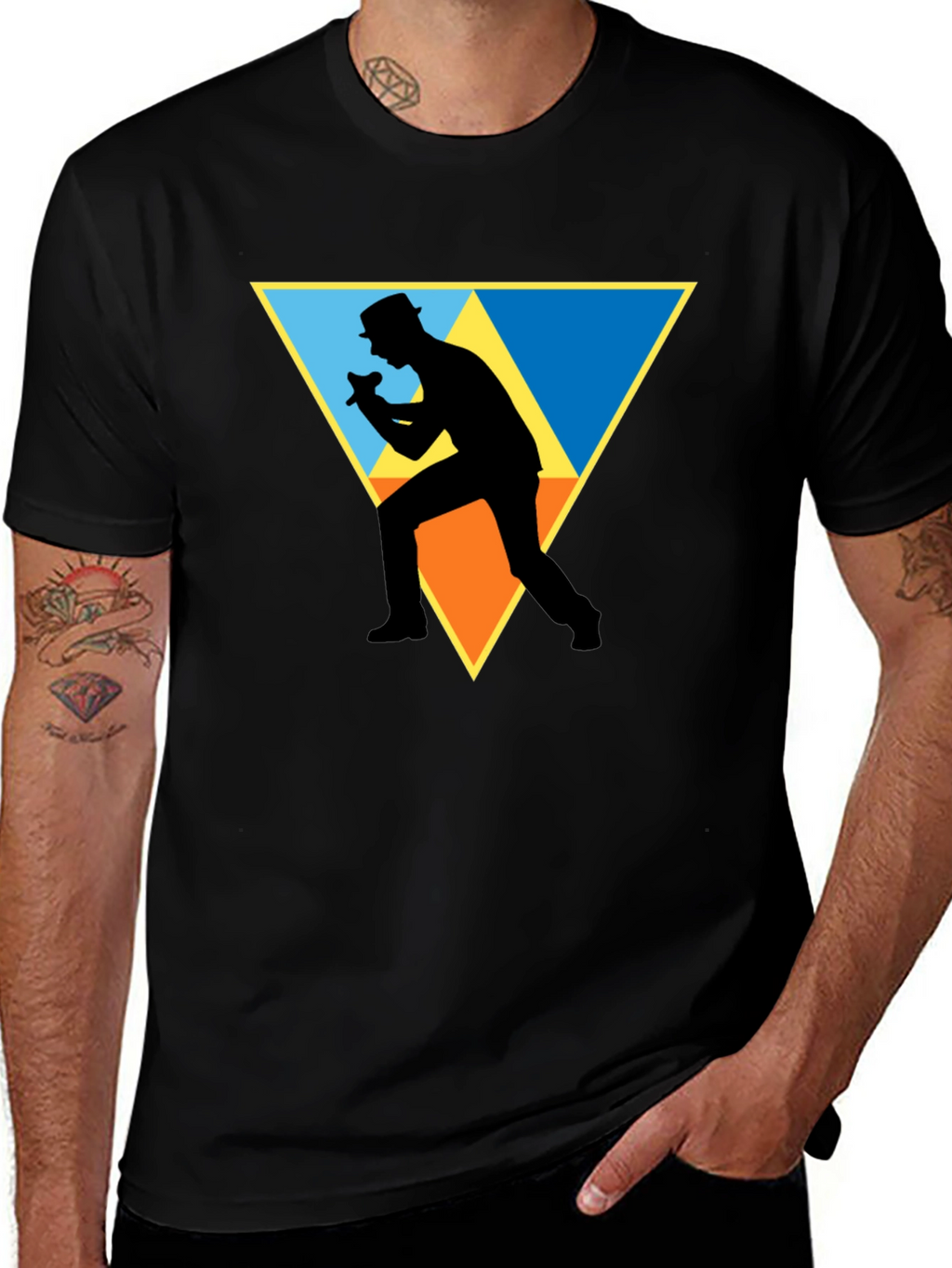 Retro Singer Graphic Tee - Black Cotton Shirt