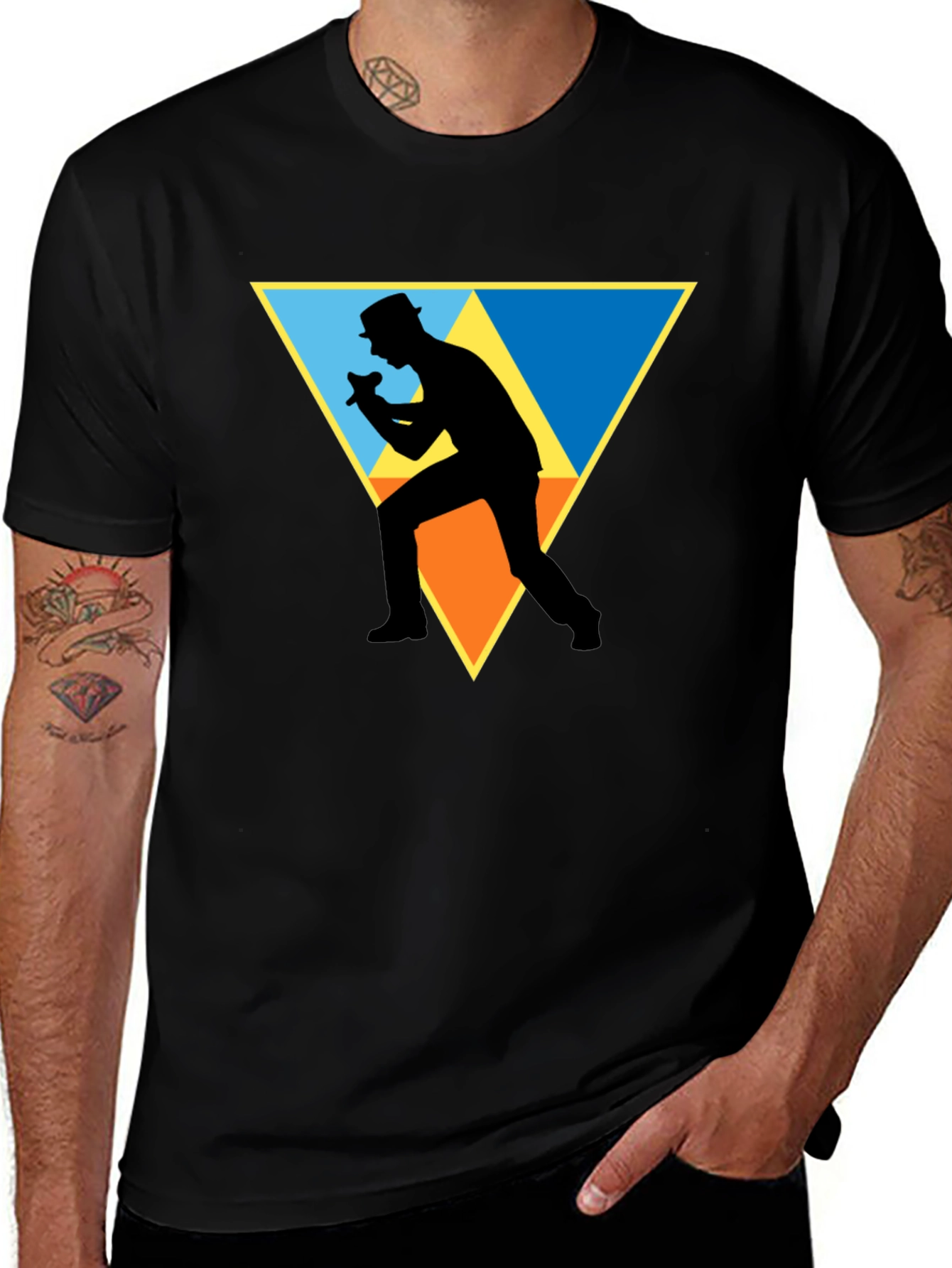 Retro Singer Graphic Tee - Black Cotton Shirt