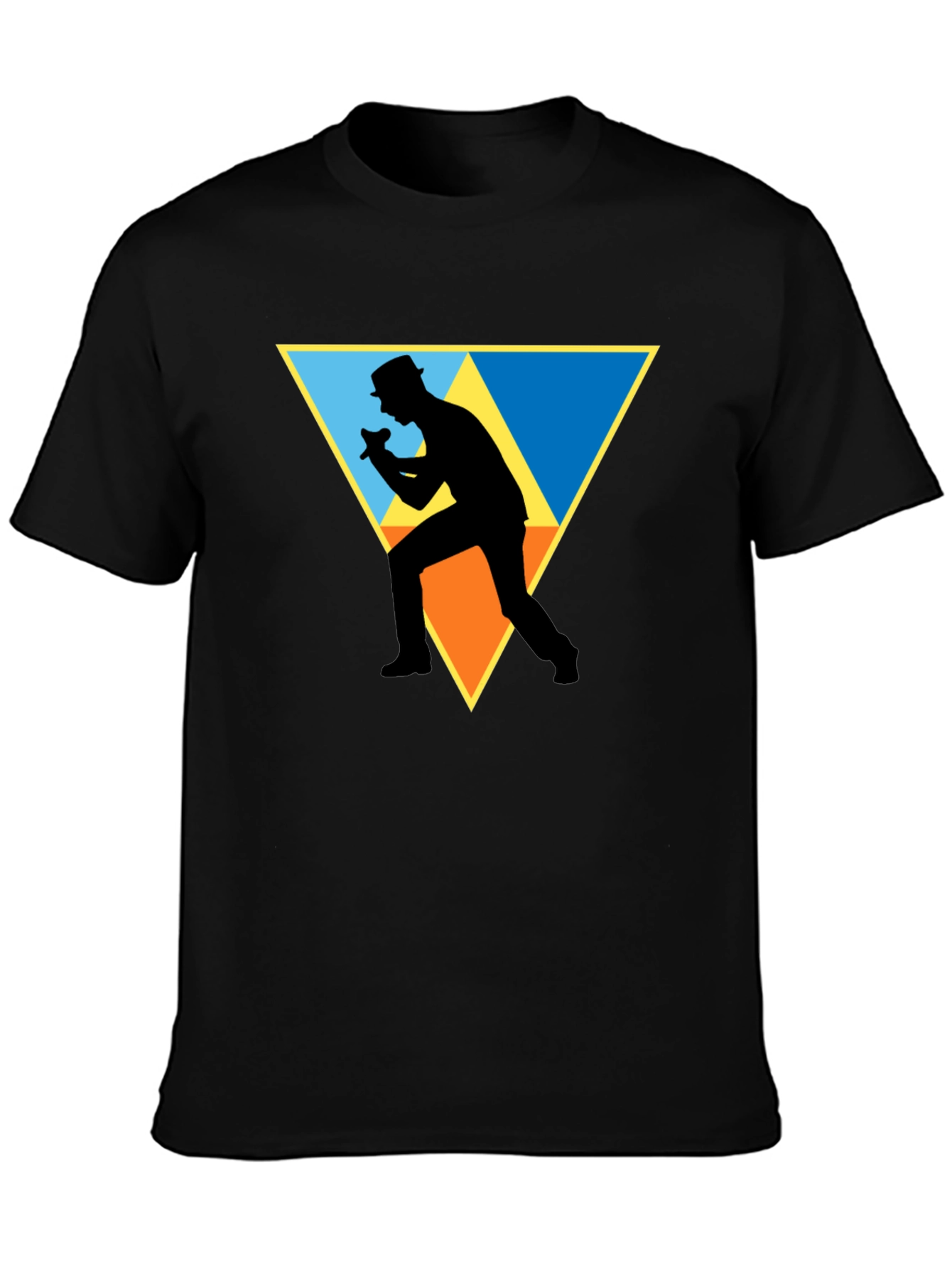 Retro Singer Graphic Tee - Black Cotton Shirt