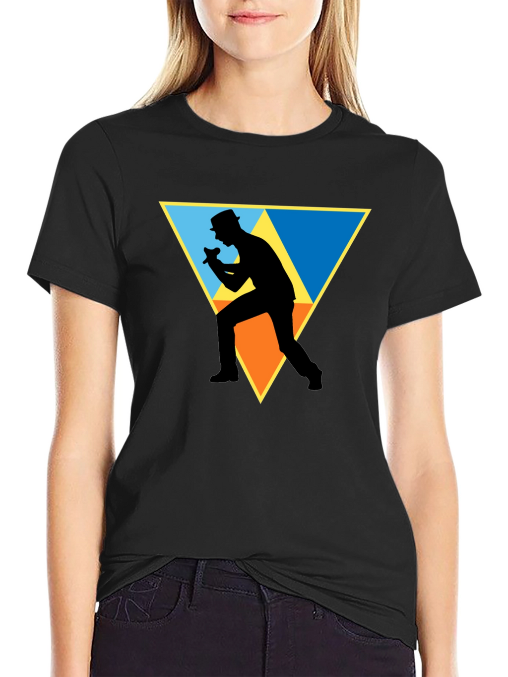 Retro Singer Graphic Tee - Black Cotton Shirt