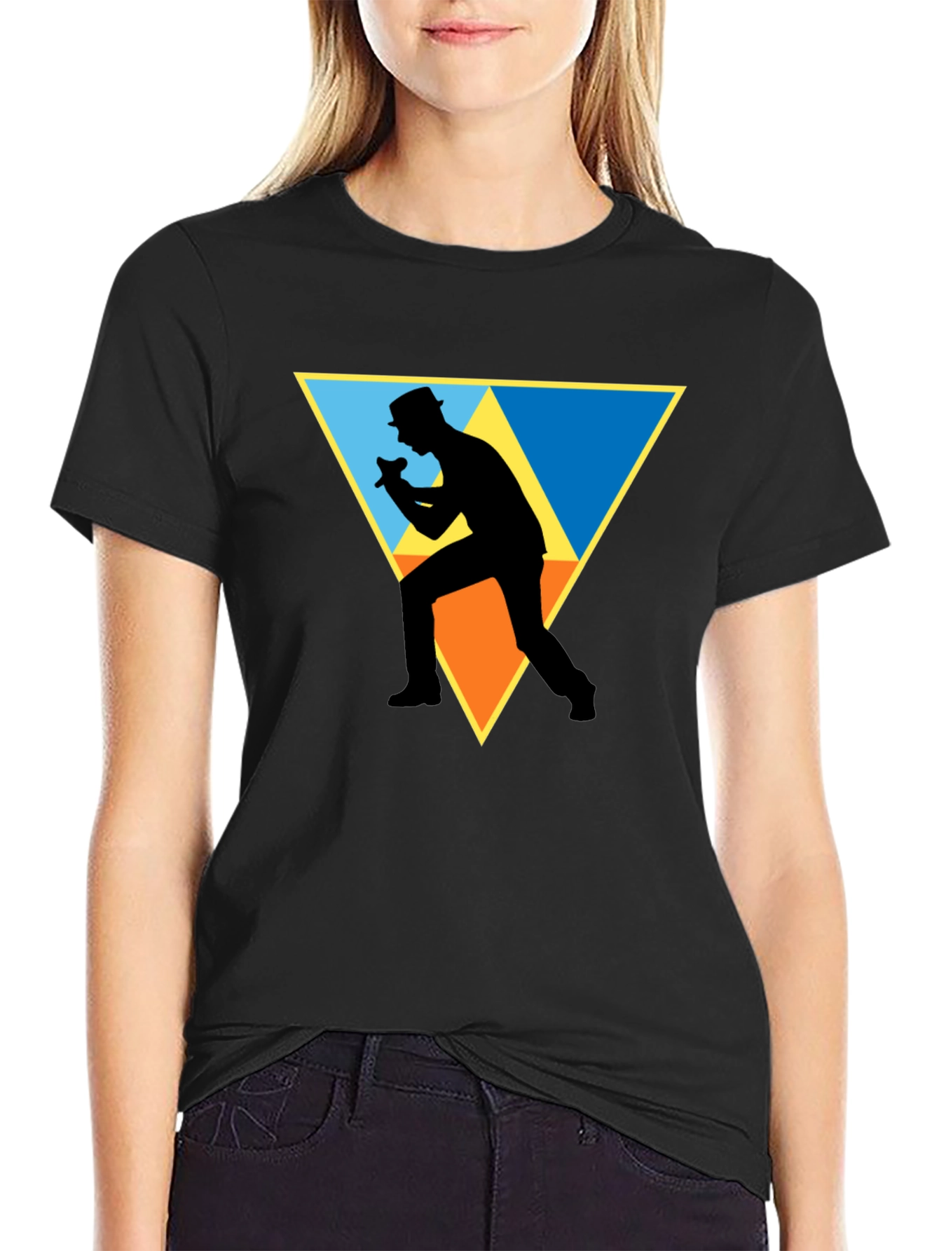 Retro Singer Graphic Tee - Black Cotton Shirt