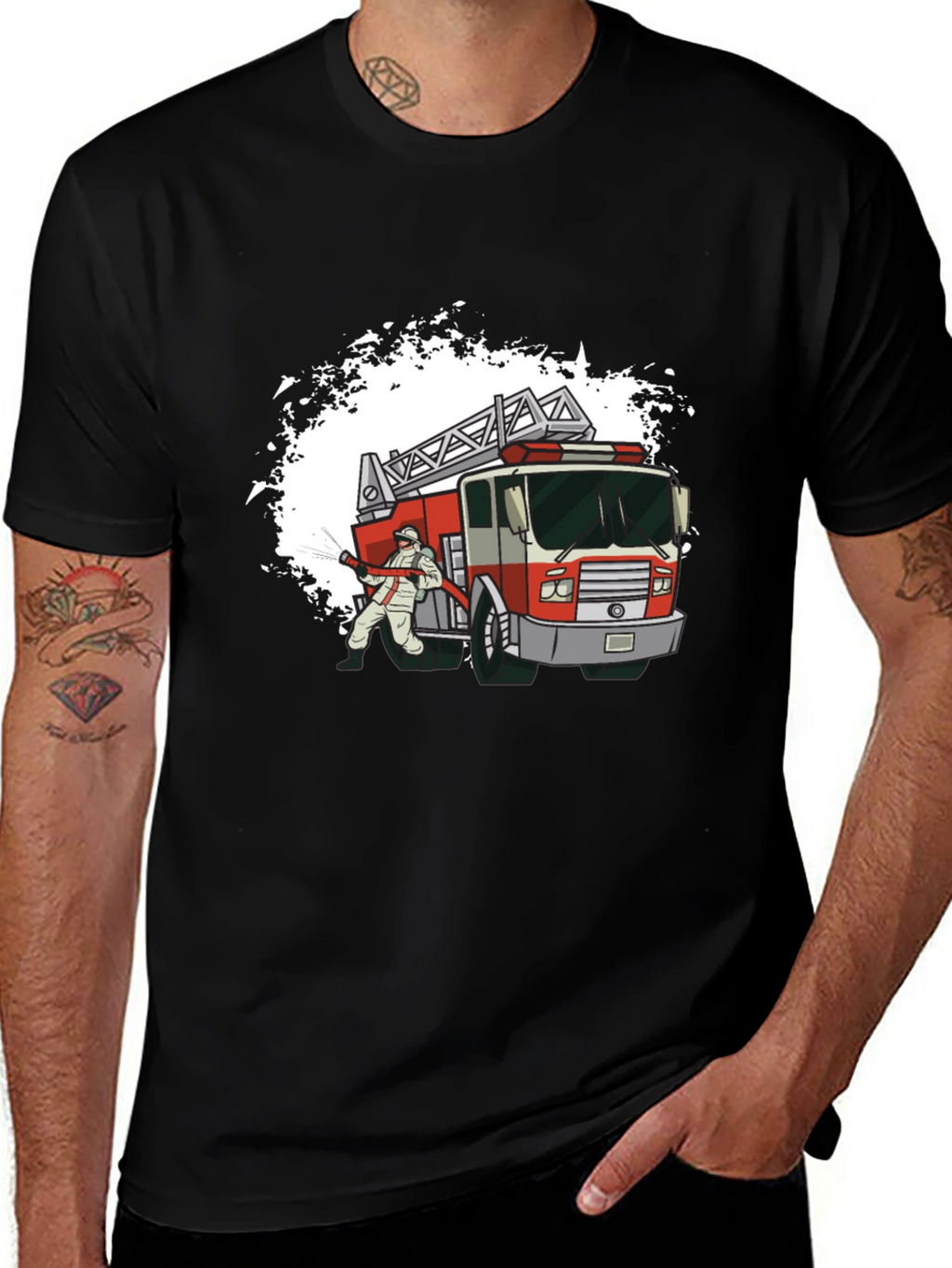 Fire Truck Graphic T-Shirt - Cool Firefighter Tee