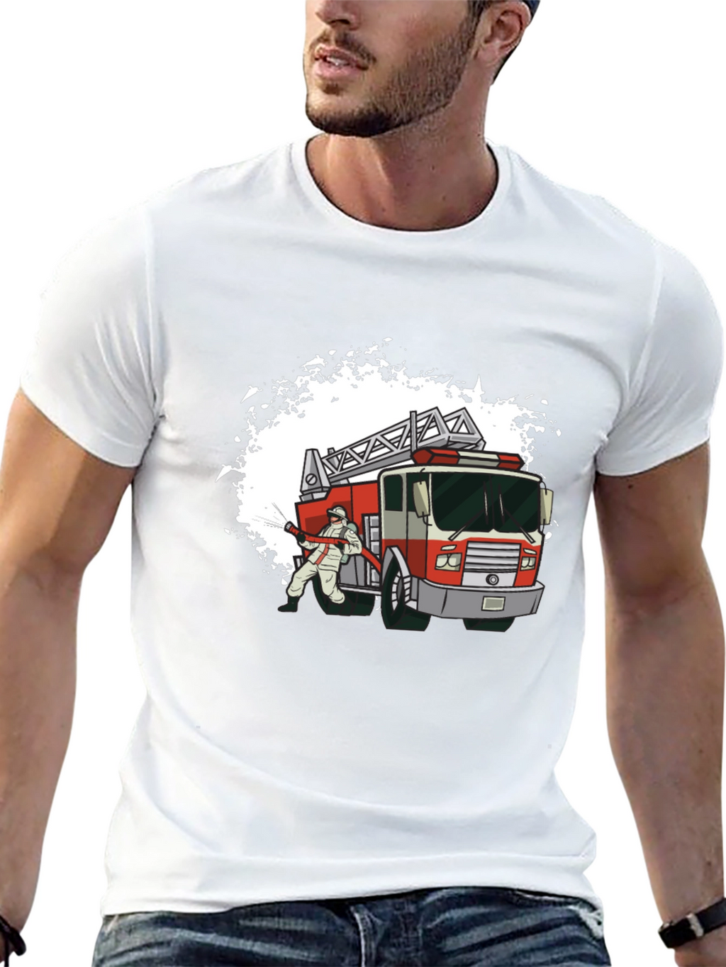 Fire Truck Graphic T-Shirt - Cool Firefighter Tee
