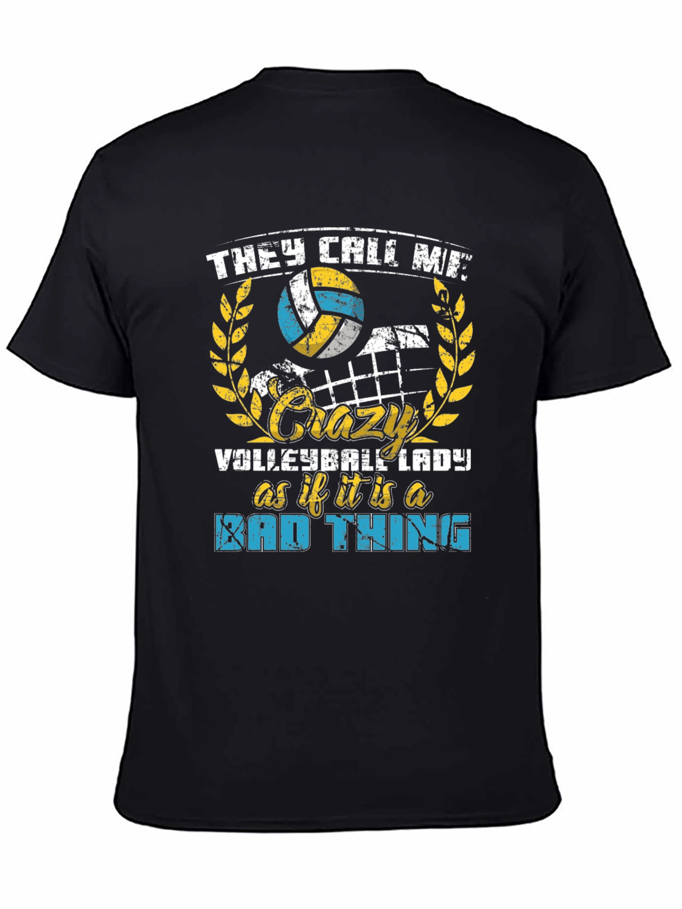 Crazy Volleyball Lady Graphic T-Shirt