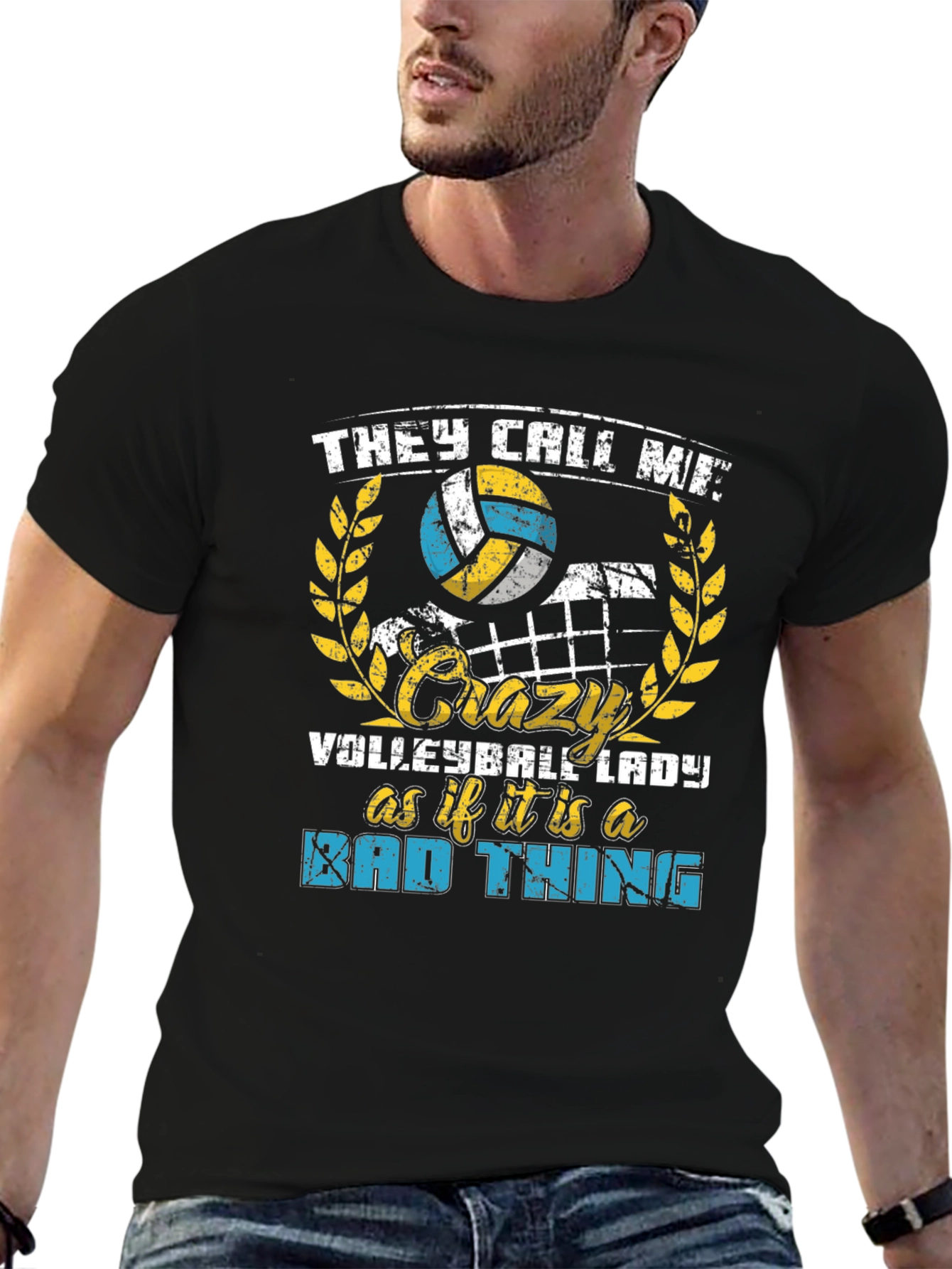 Crazy Volleyball Lady Graphic T-Shirt