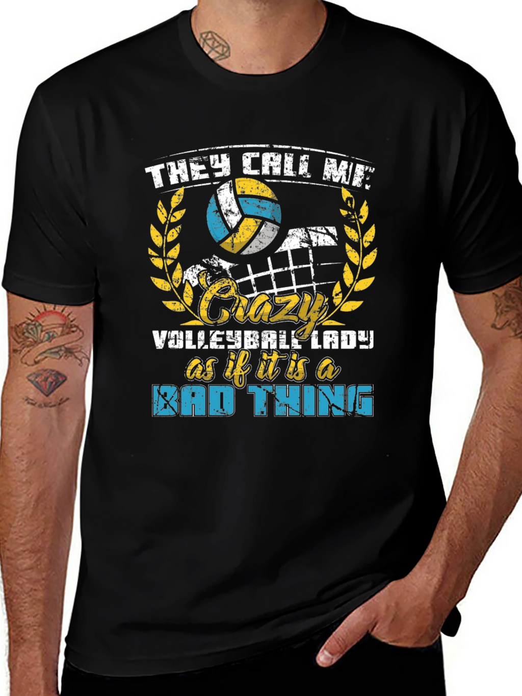 Crazy Volleyball Lady Graphic T-Shirt