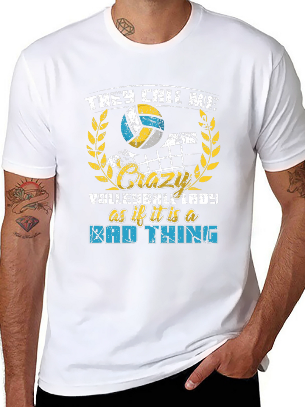 Crazy Volleyball Lady Graphic T-Shirt