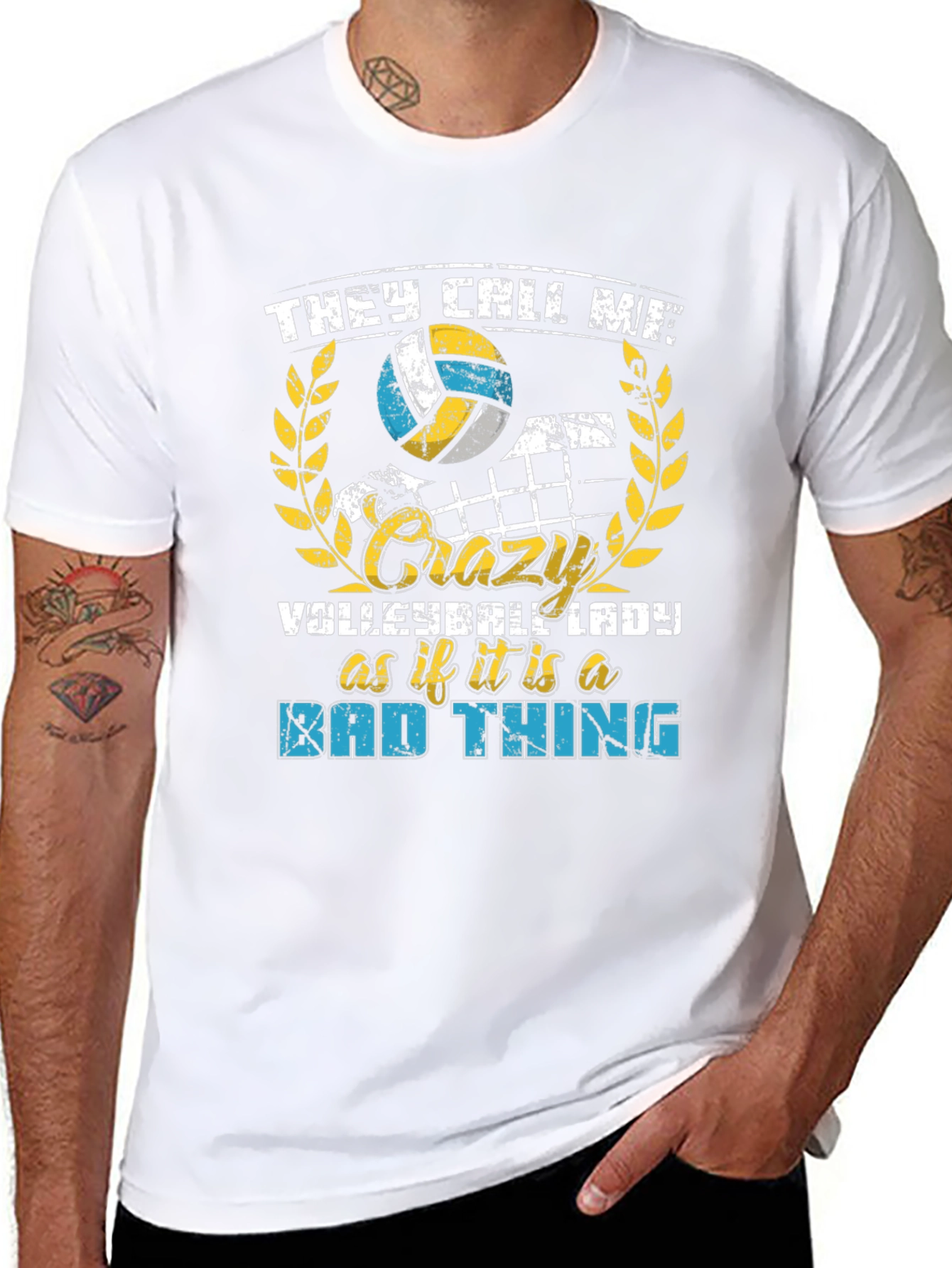 Crazy Volleyball Lady Graphic T-Shirt